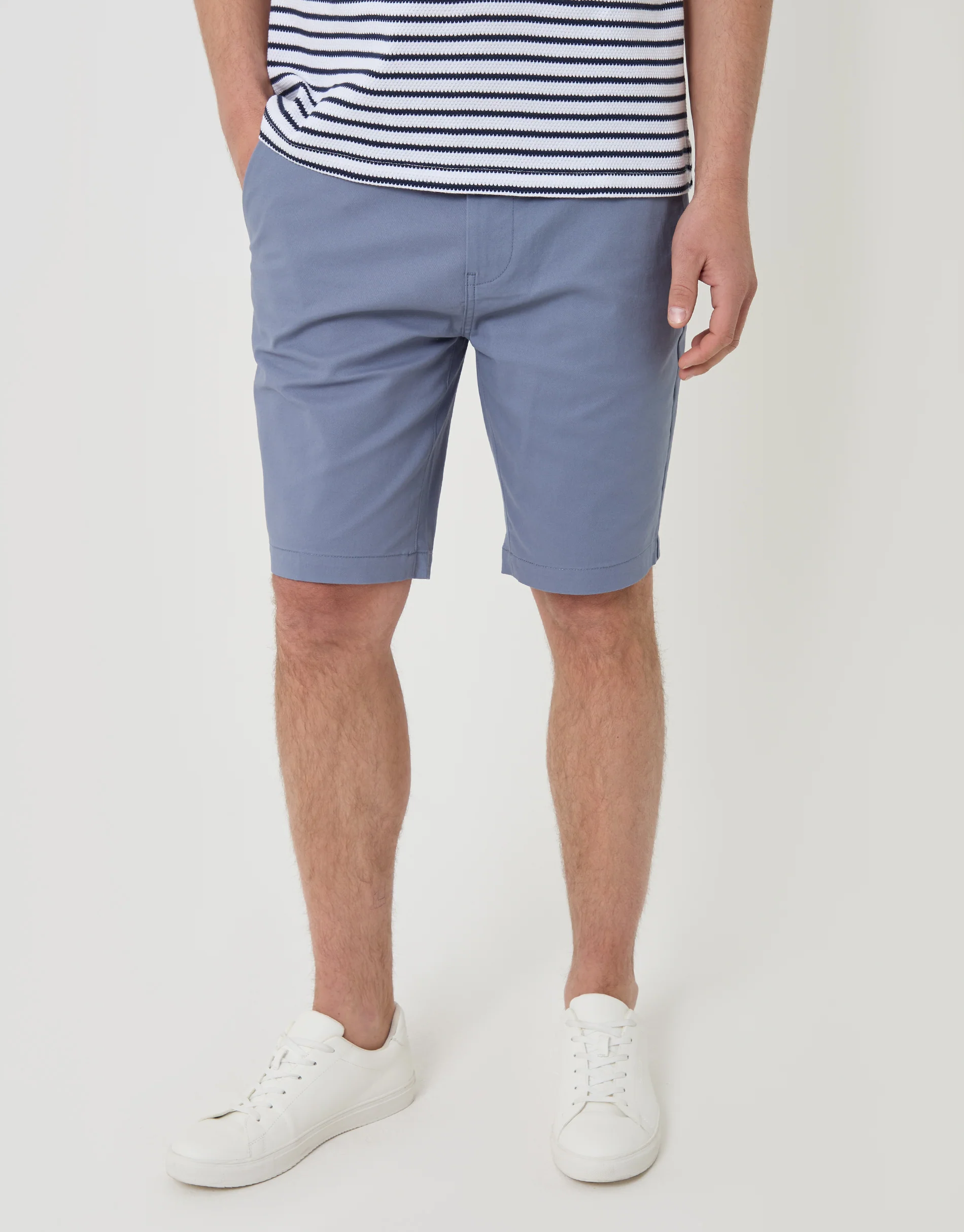Belted Chino Shorts in Misty Blue