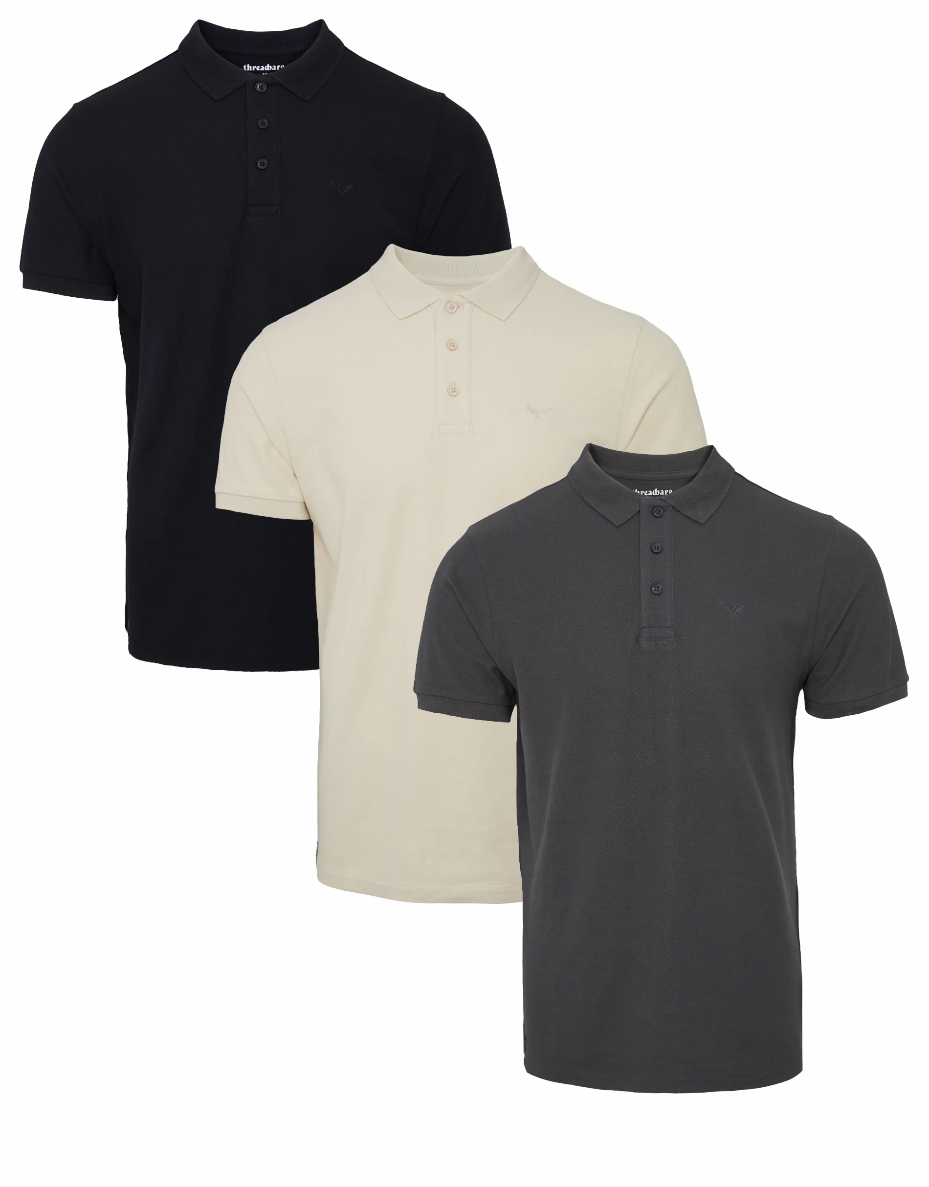 3 Pack Assorted Pique Polo Shirts