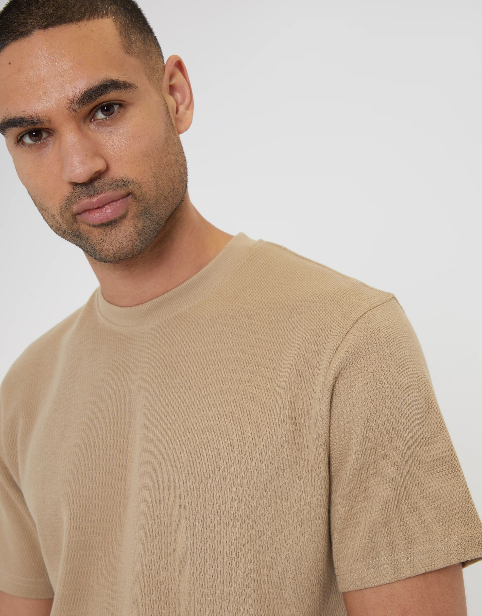 Textured T-Shirt in Mushroom - Image 4