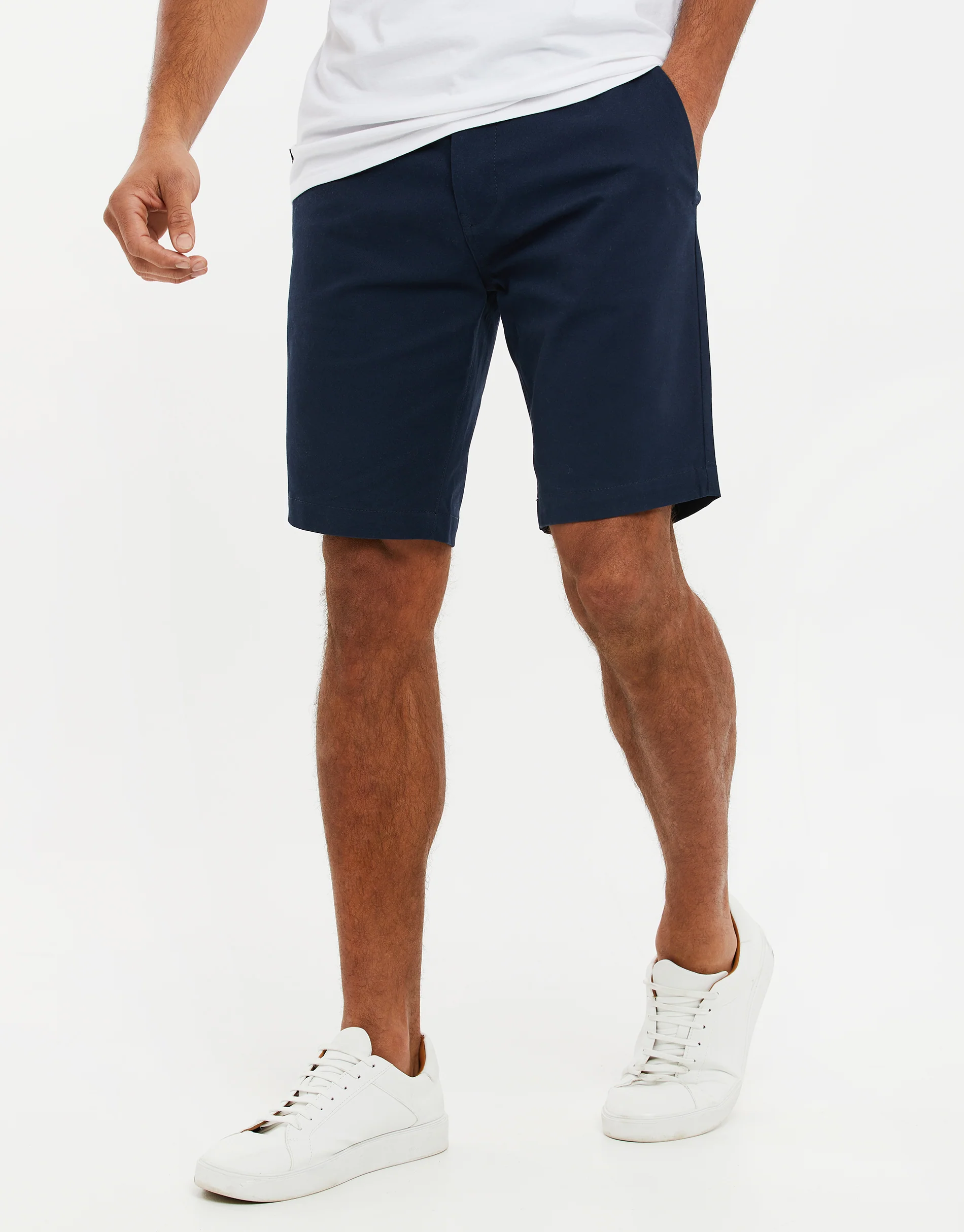 Slim Fit Chino Shorts in Navy - Image 2