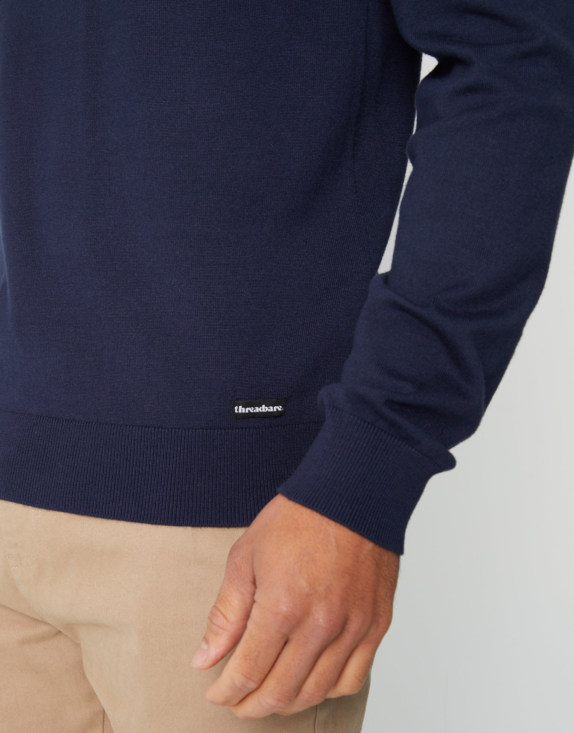Crew Neck Knitted Jumper in Navy - Image 4