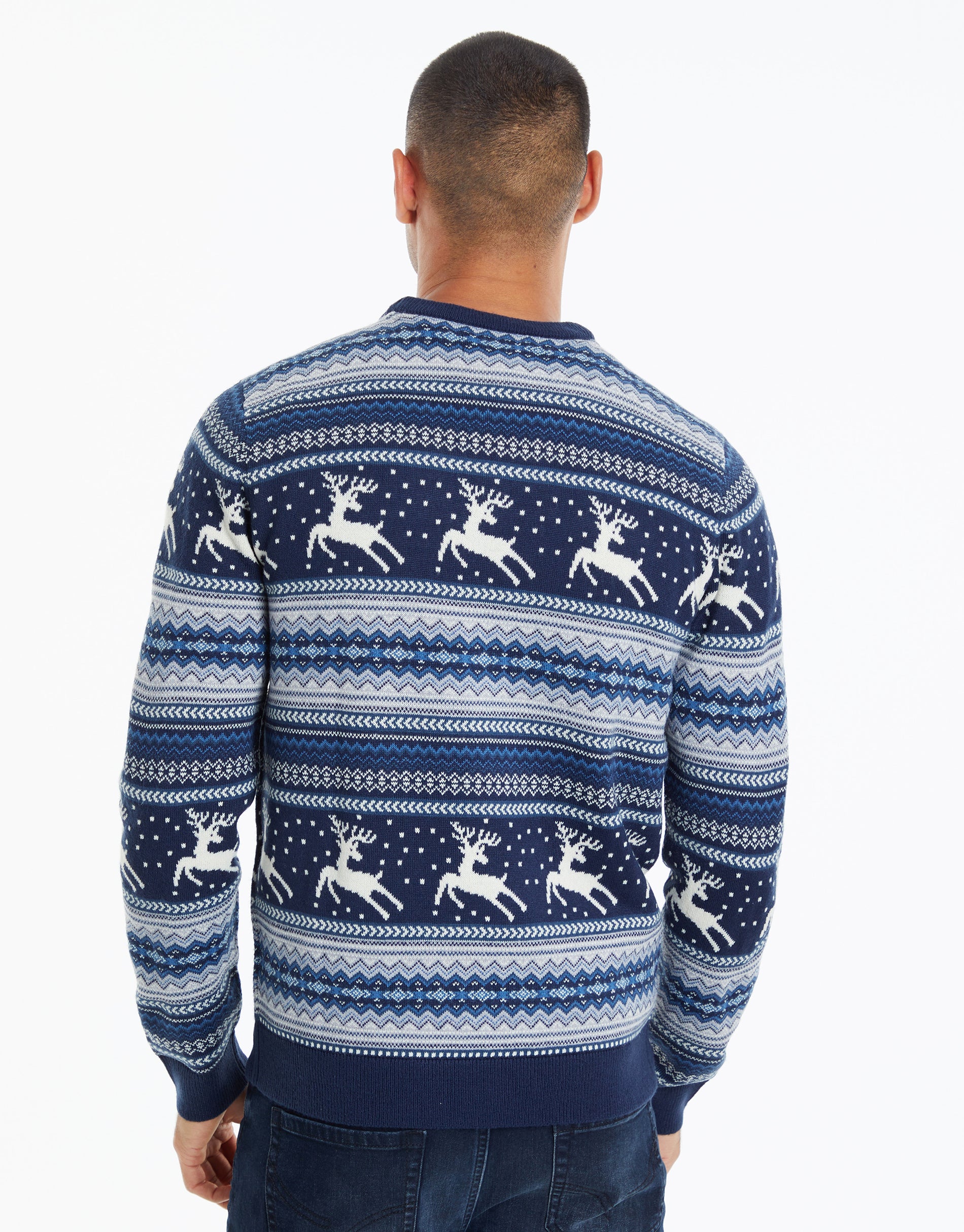 Fairisle Knitted Christmas Jumper in Navy - Image 3