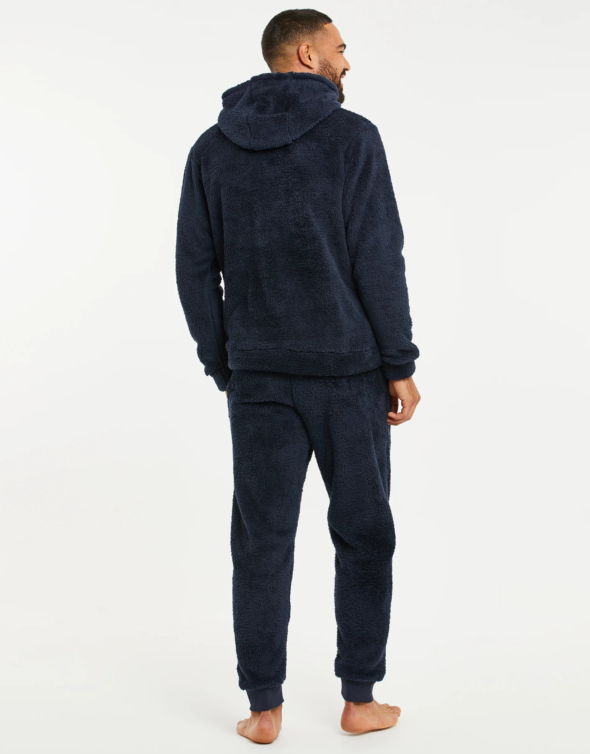 Borg Hoodie Lounge Set in Navy - Image 2