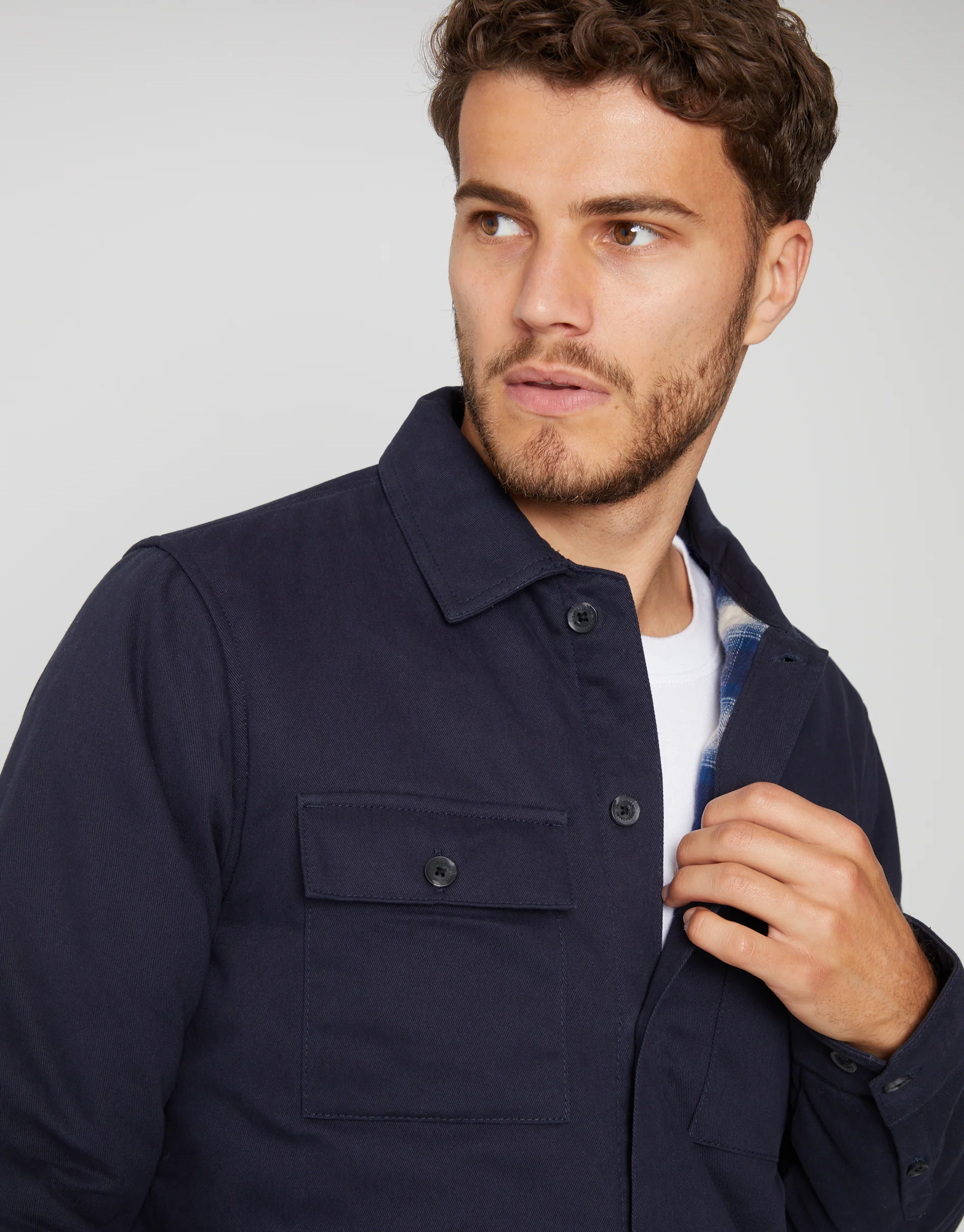Lightweight Shacket in Navy - Image 2