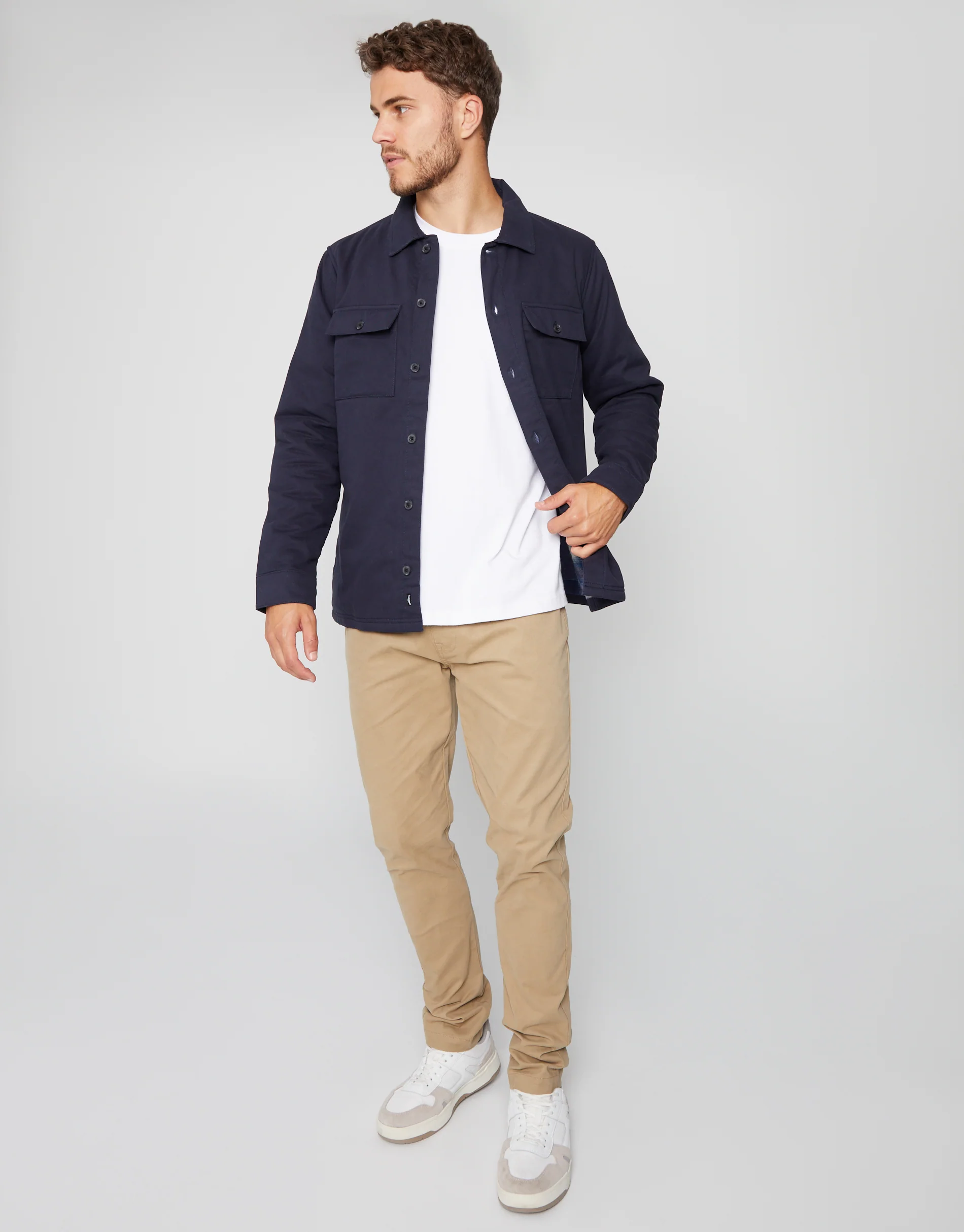 Lightweight Shacket in Navy - Image 4