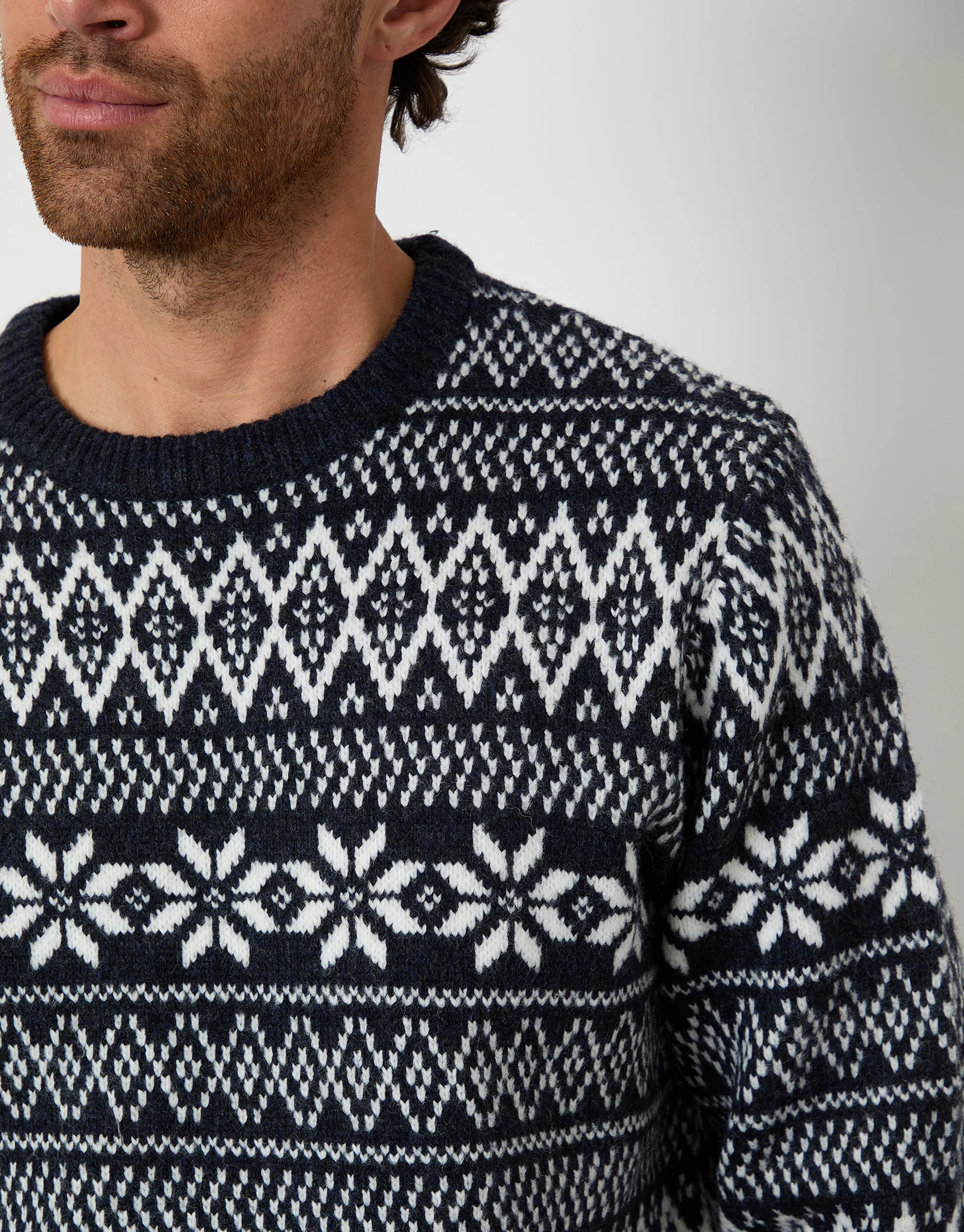Christmas Fairisle Crew Neck Jumper in Navy - Image 4