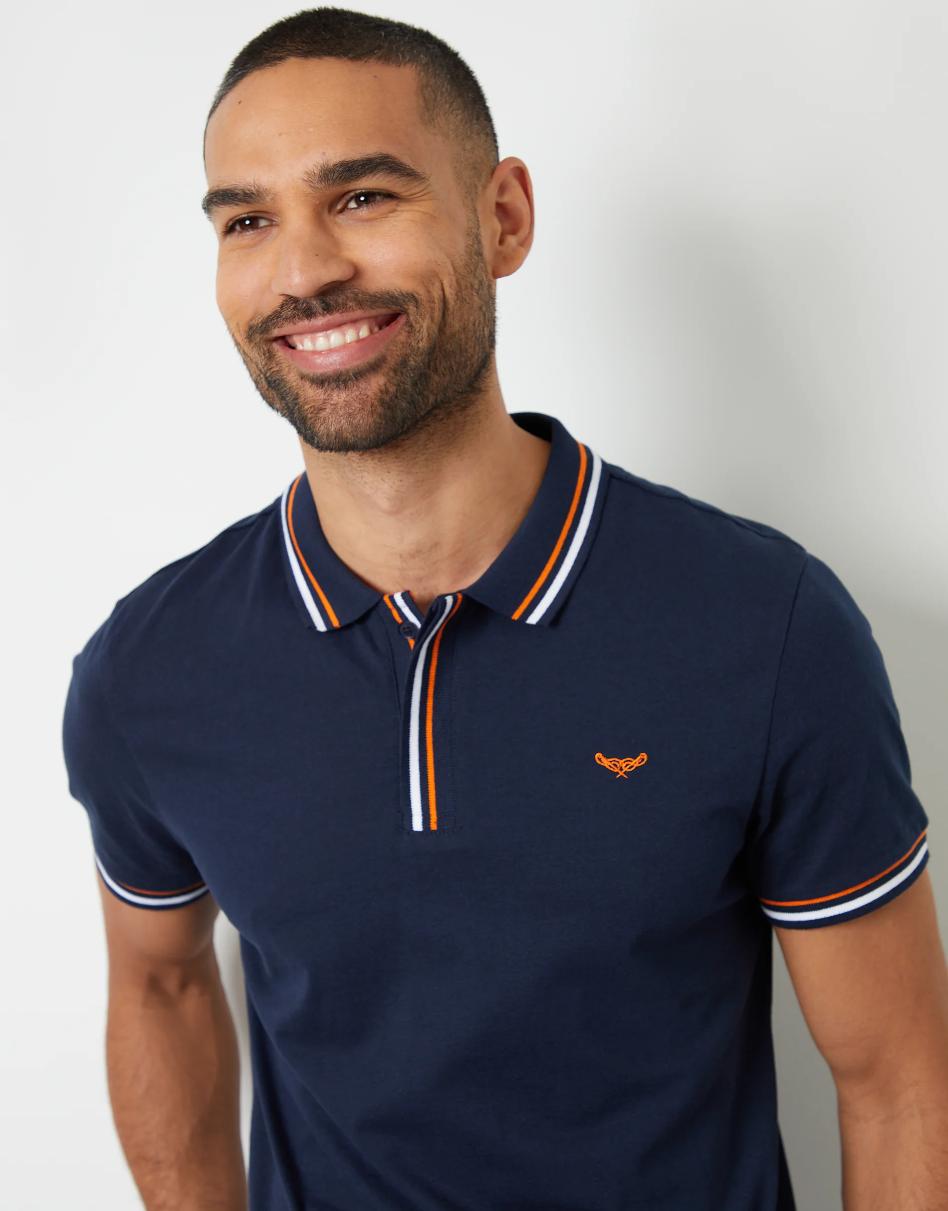 Contrast Tipping Hidden Placket Polo Shirt in Navy - Image 4