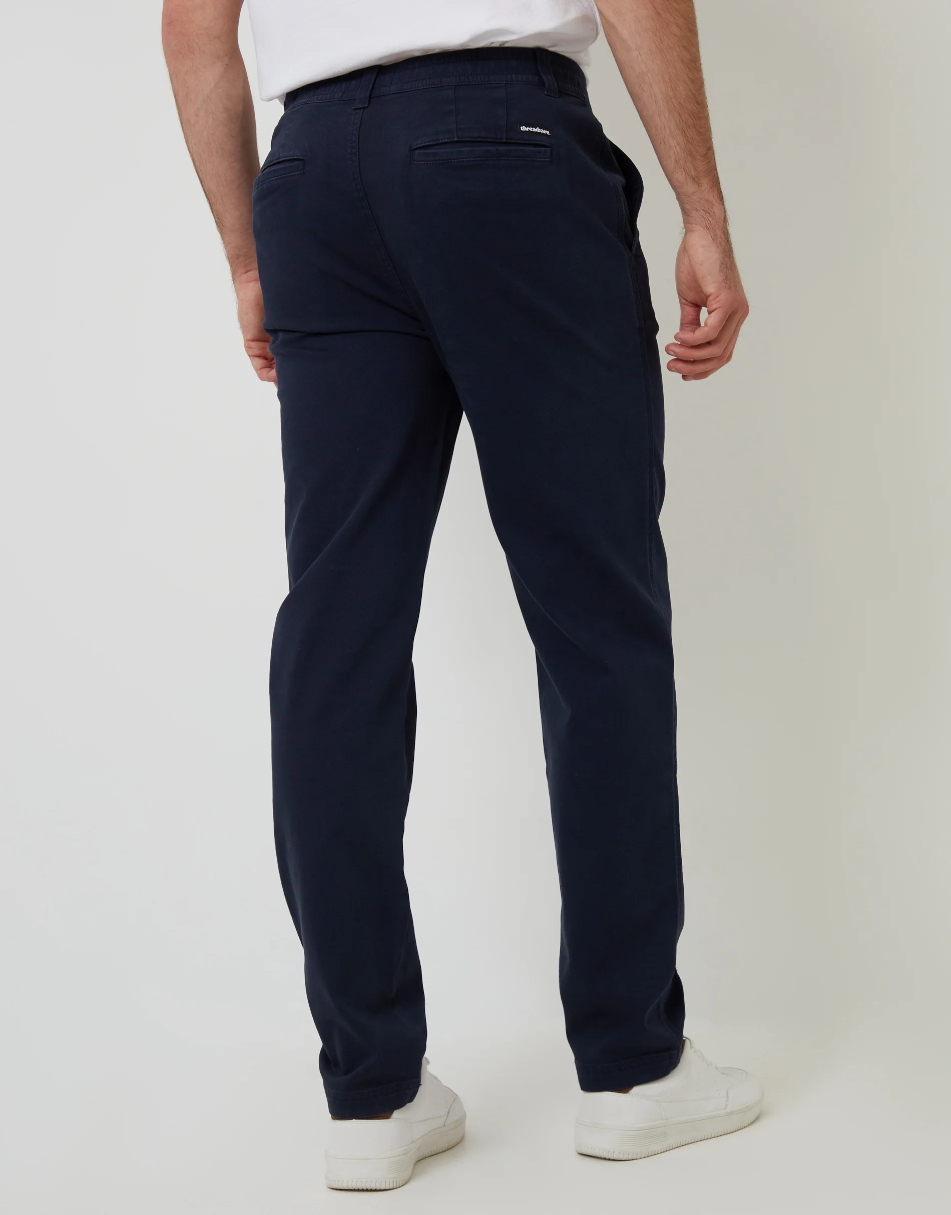 Elasticated Waist Chino Trousers in Navy - Image 3