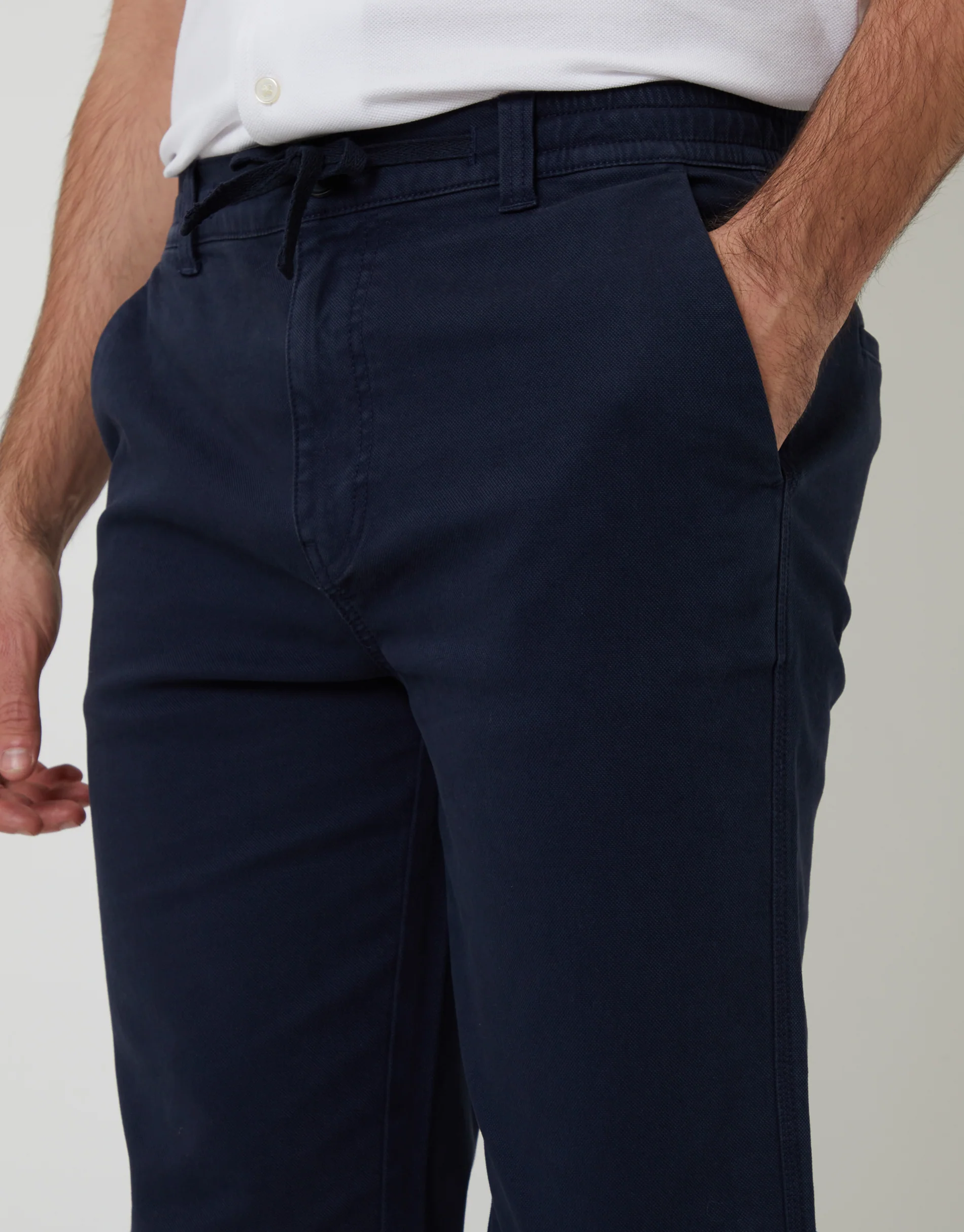 Elasticated Waist Chino Trousers in Navy - Image 4