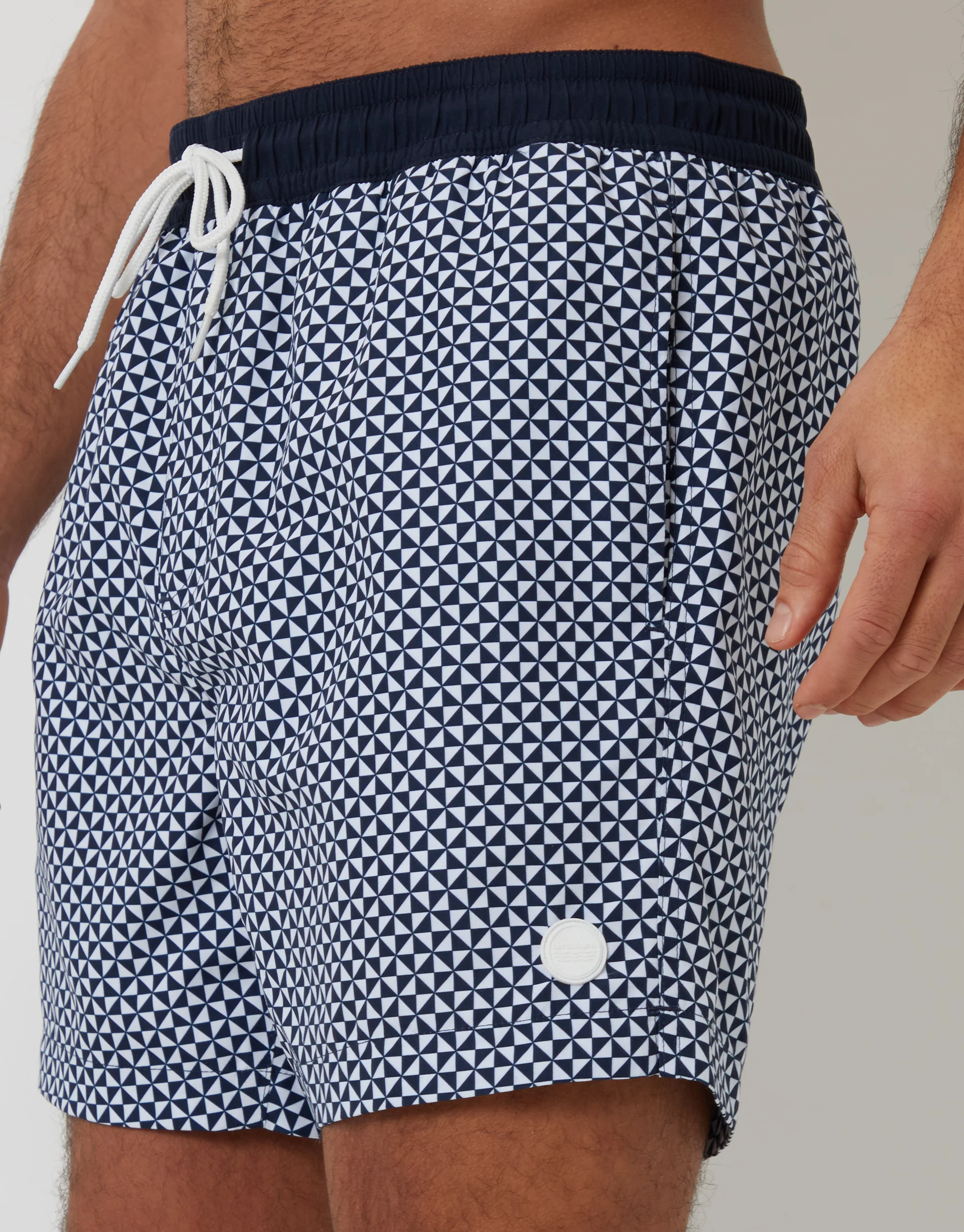 Print Swim Shorts Set in Navy & Geo - Image 5