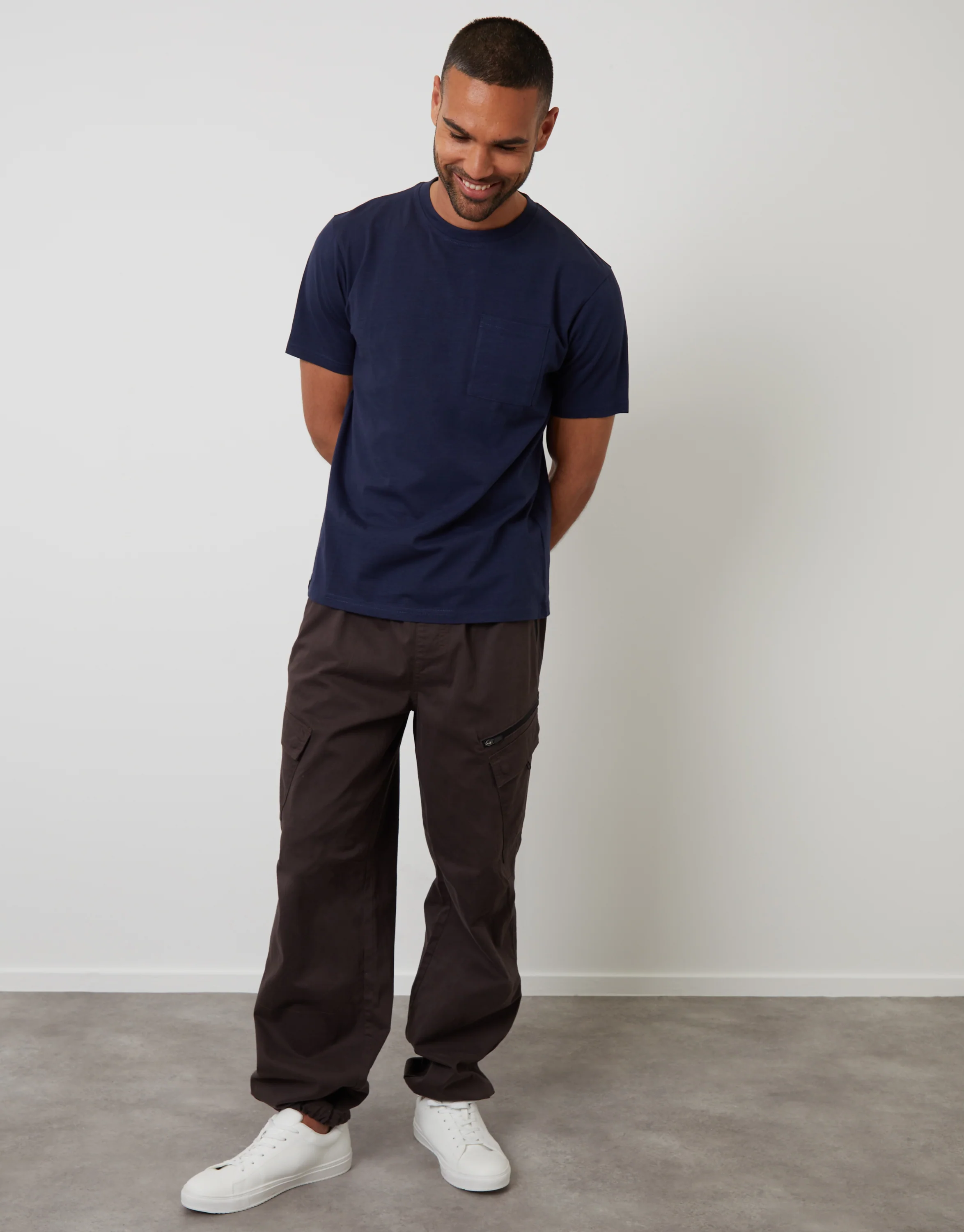 Jersey Slub Short Sleeve T-Shirt in Navy - Image 3