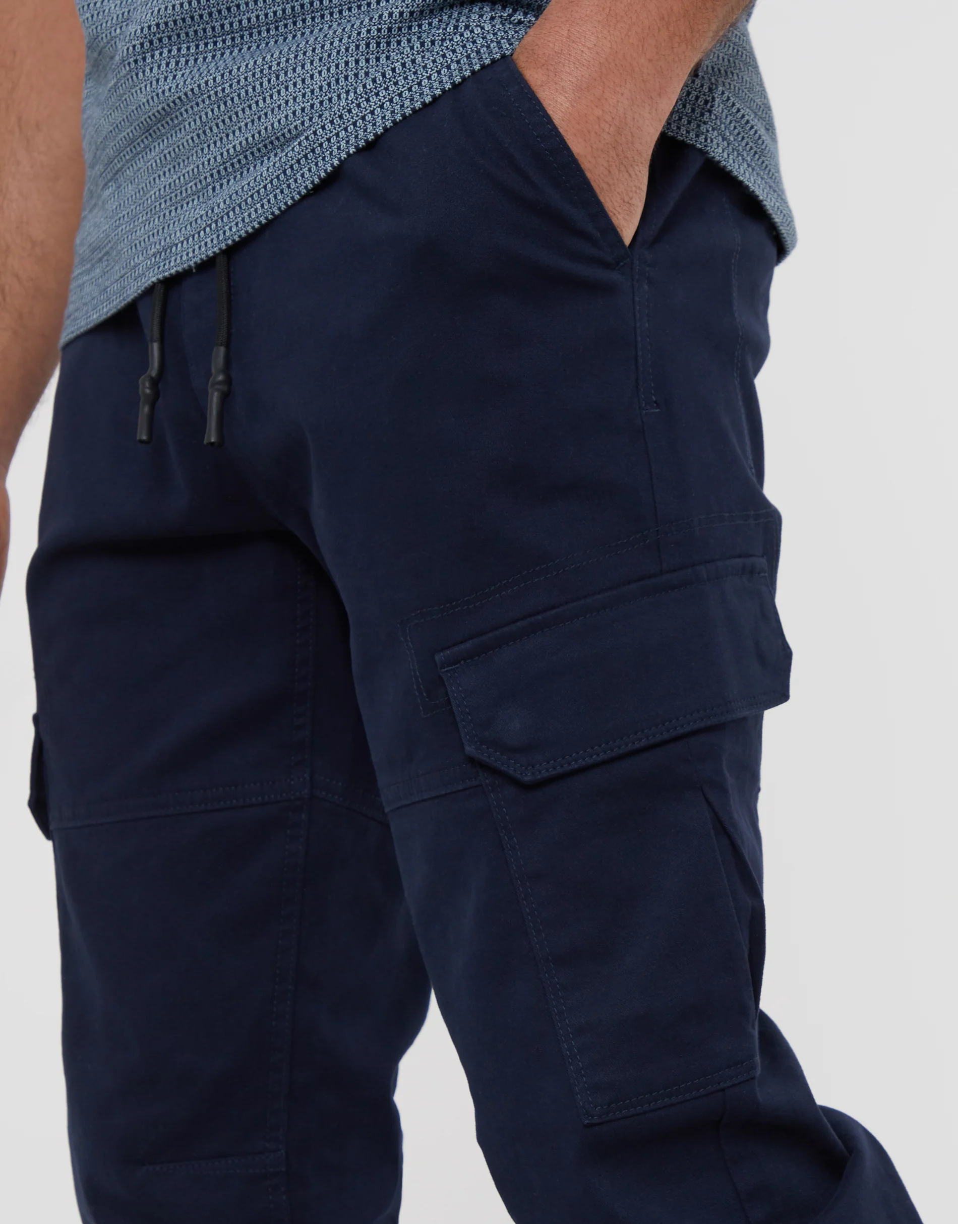 Jogger Style Cargo Trousers in Navy - Image 4