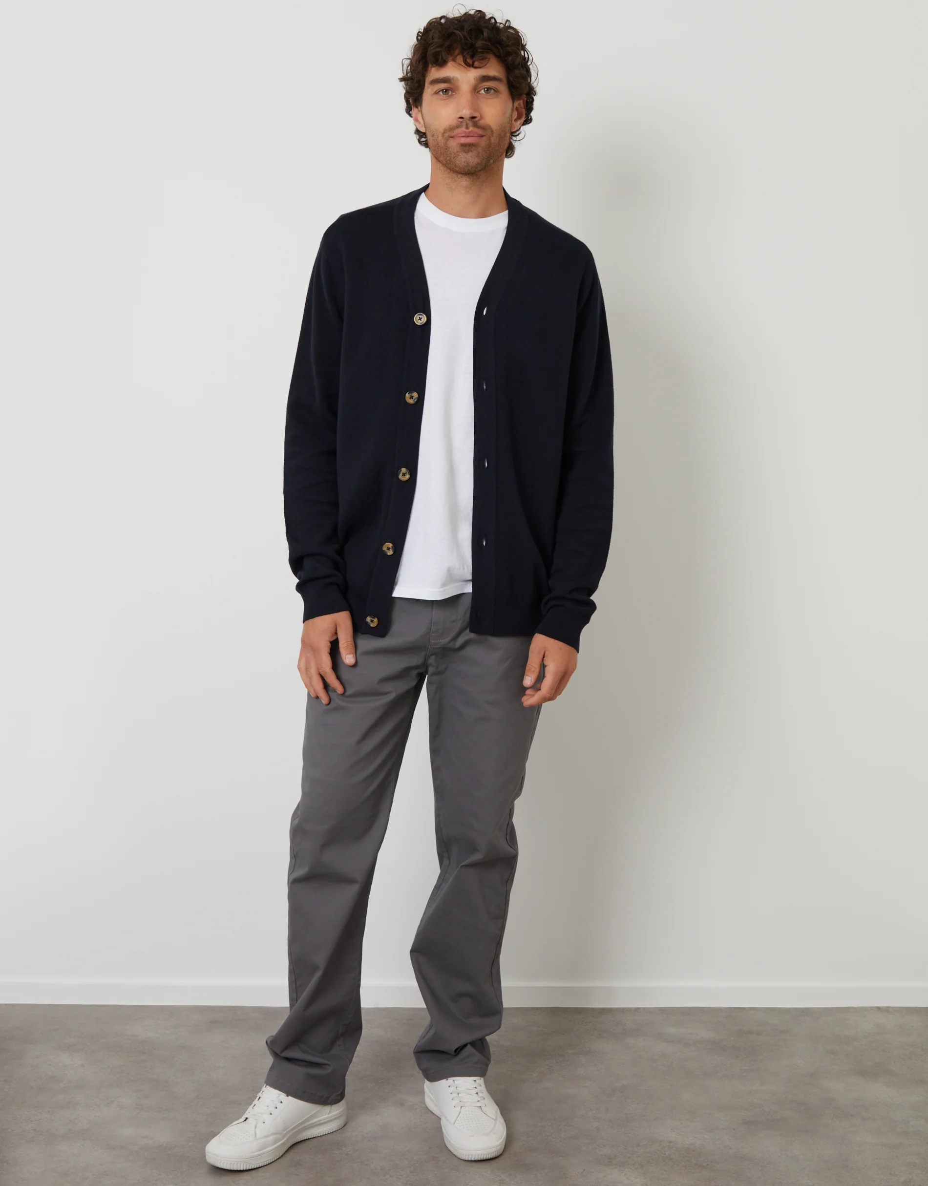 Knitted Cardigan in Navy - Image 3
