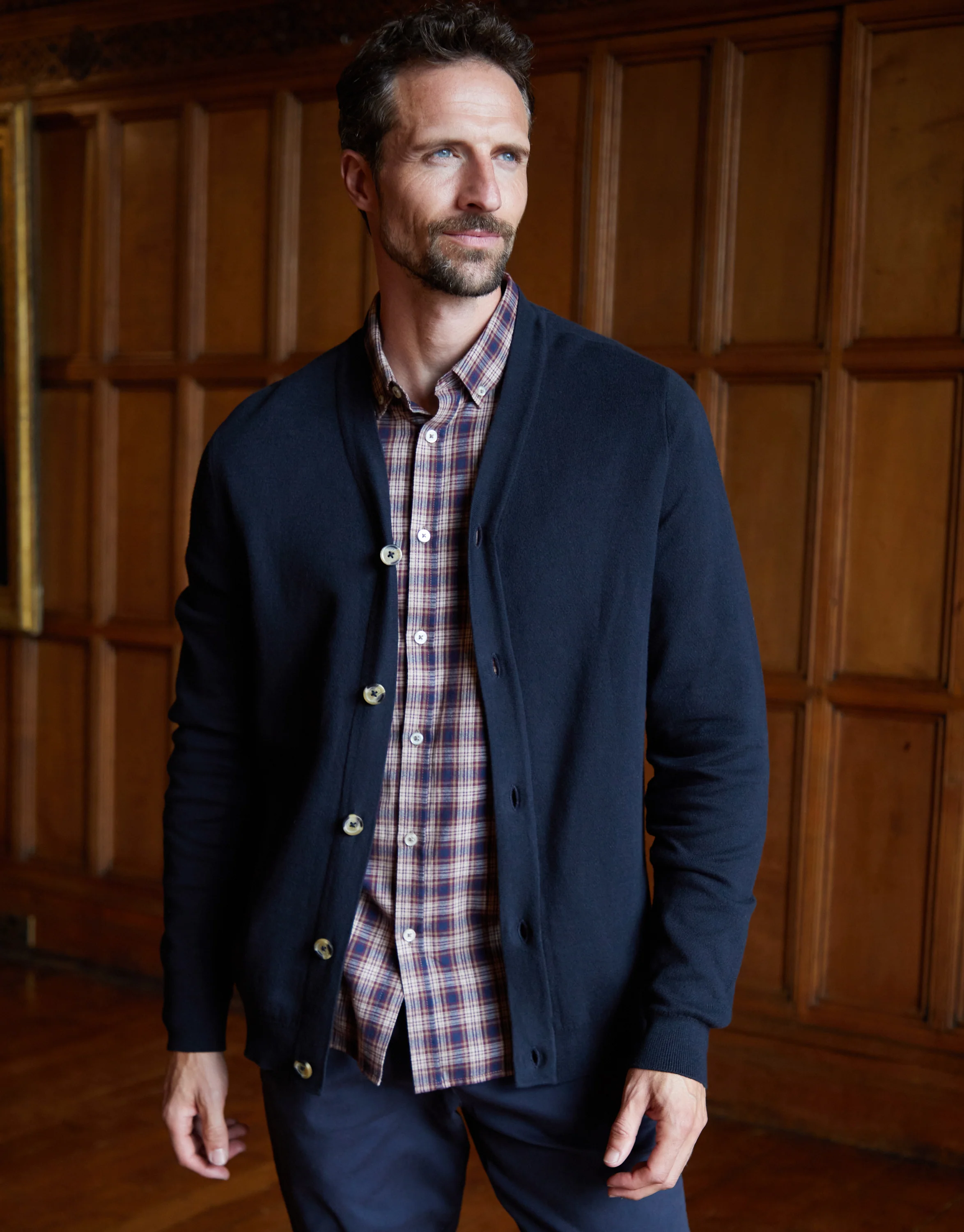 Knitted Cardigan in Navy - Image 5