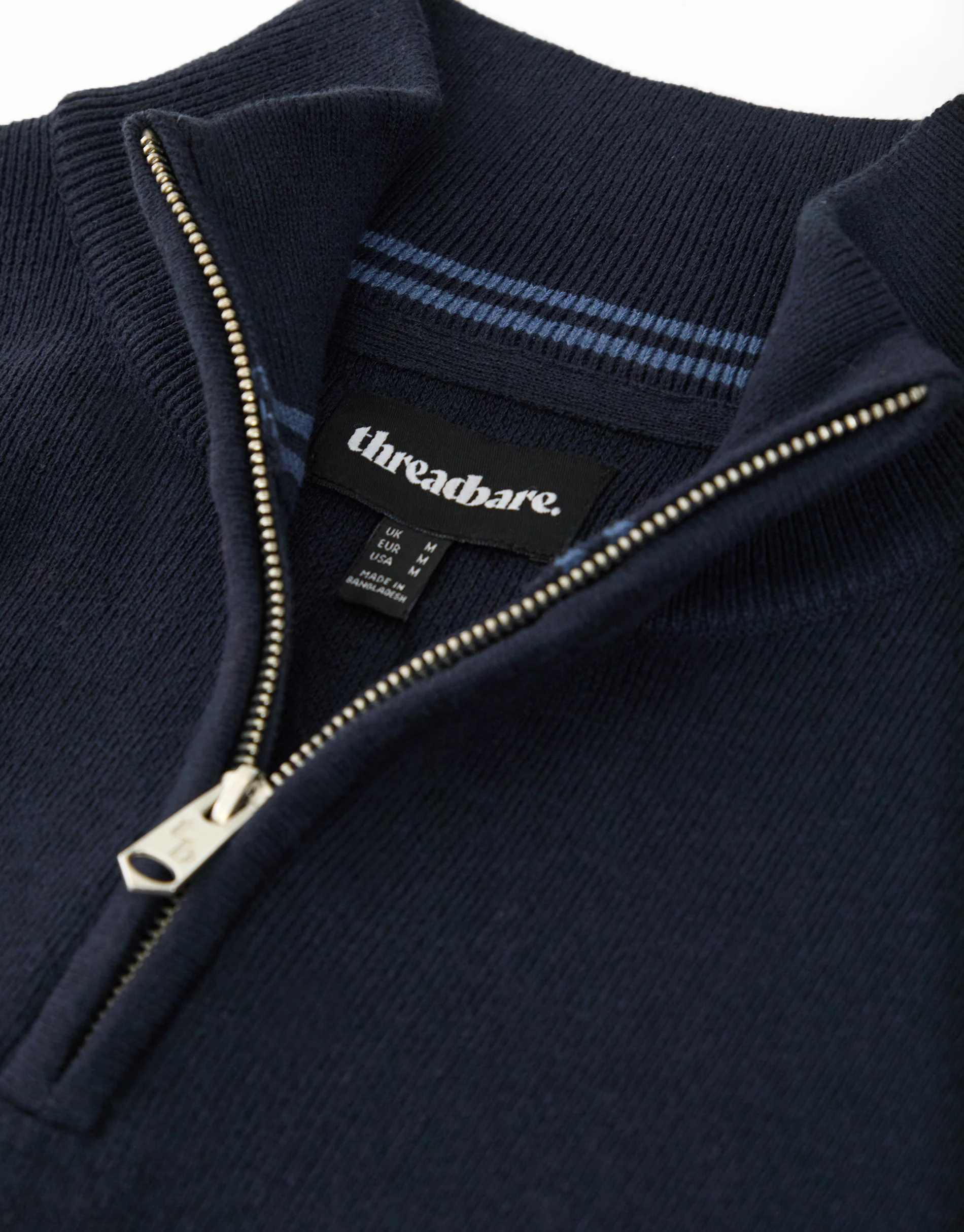 Knitted Quarter Zip Jumper in Navy - Image 5