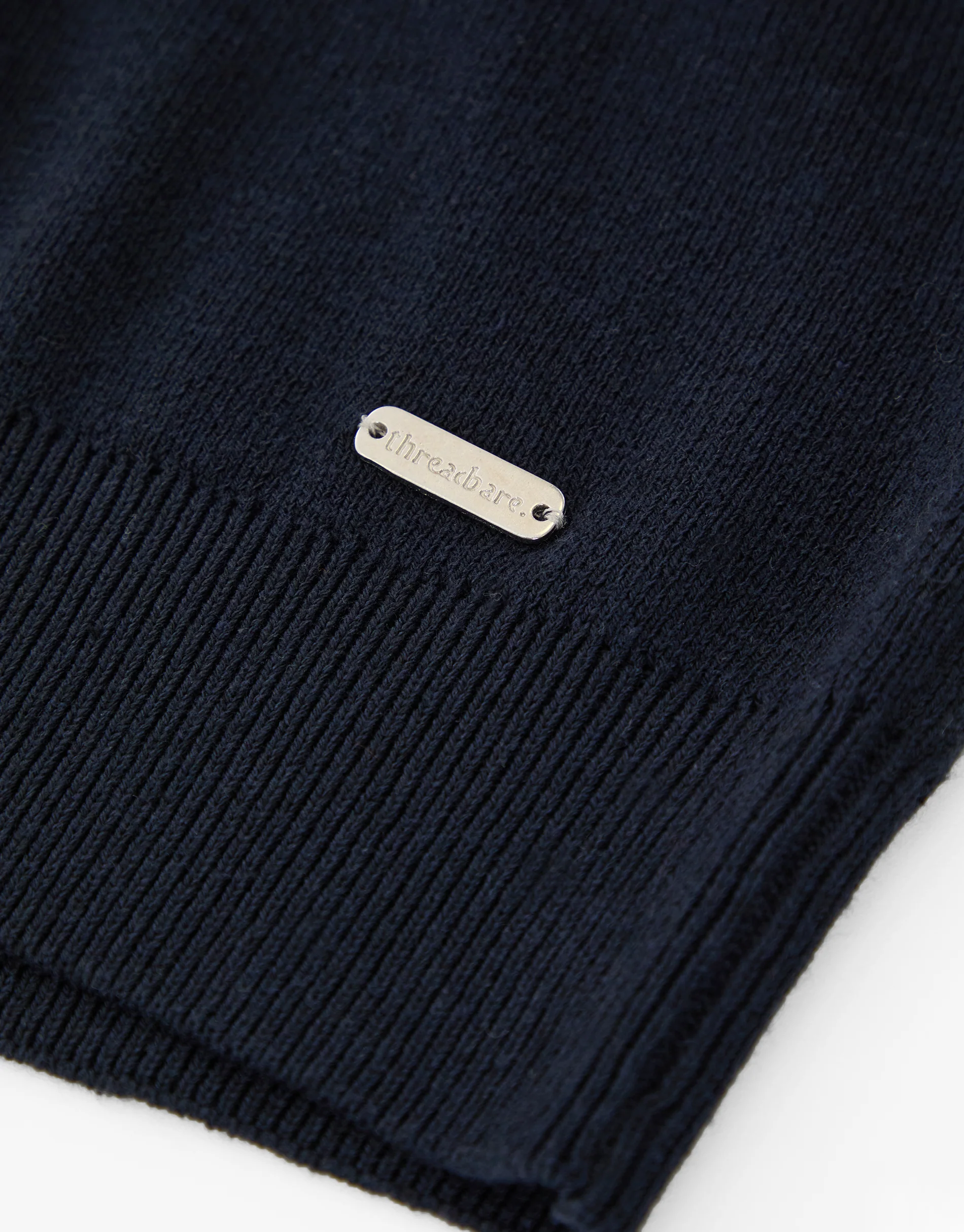 Knitted Quarter Zip Jumper in Navy - Image 6