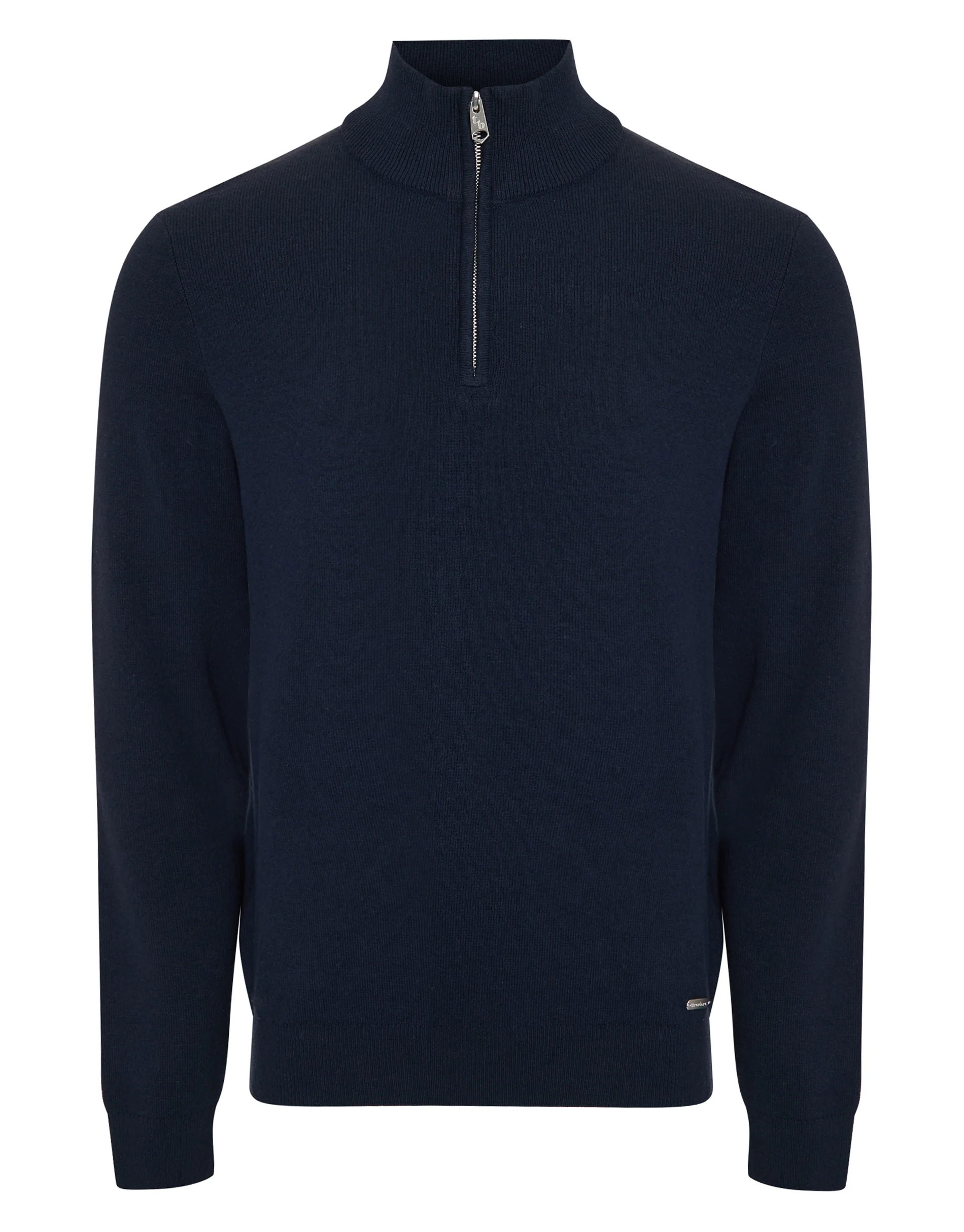 Knitted Quarter Zip Jumper in Navy - Image 7