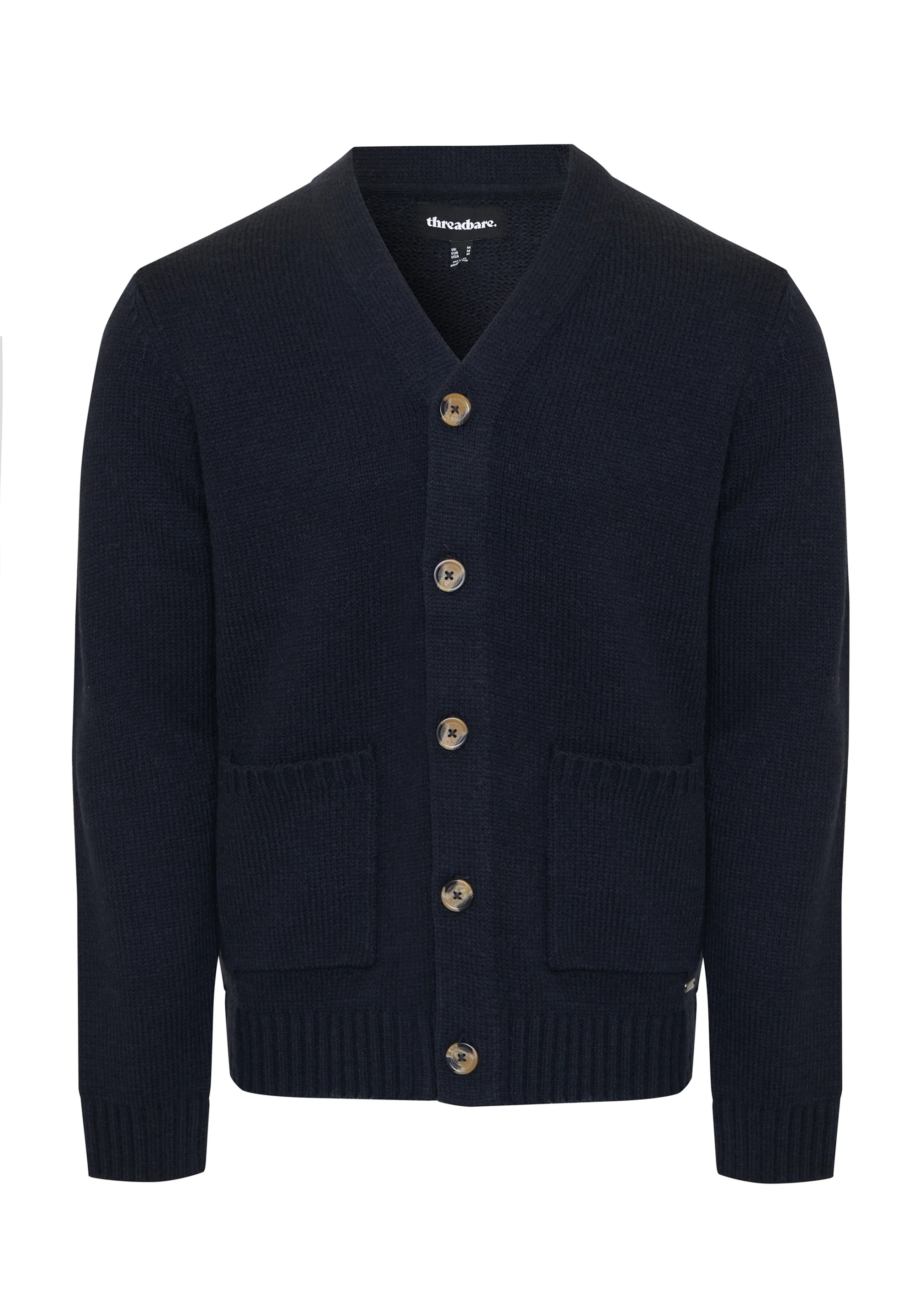 Knitted V-Neck Cardigan in Navy - Image 9