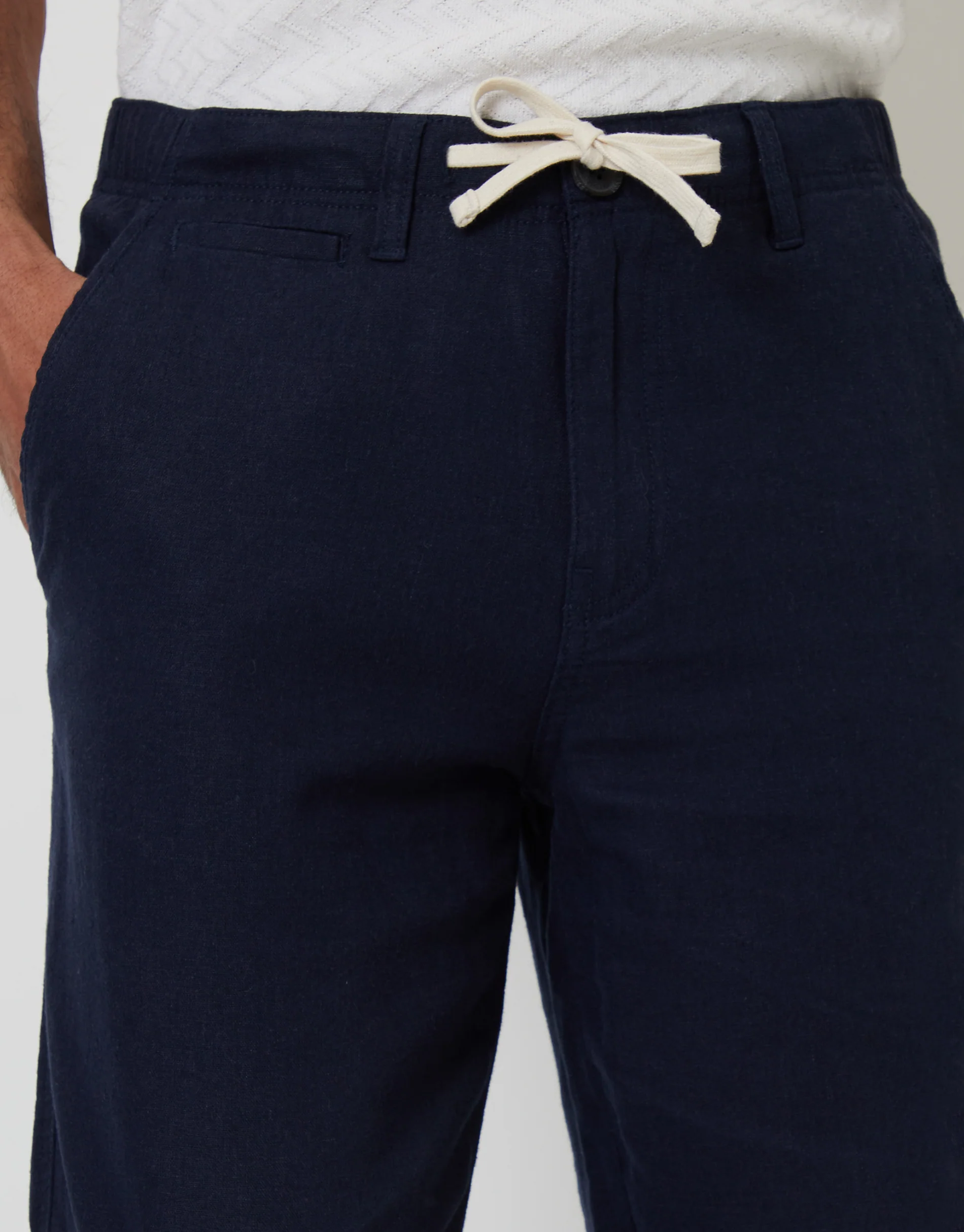 Linen Blend Trousers in Navy - Image 4