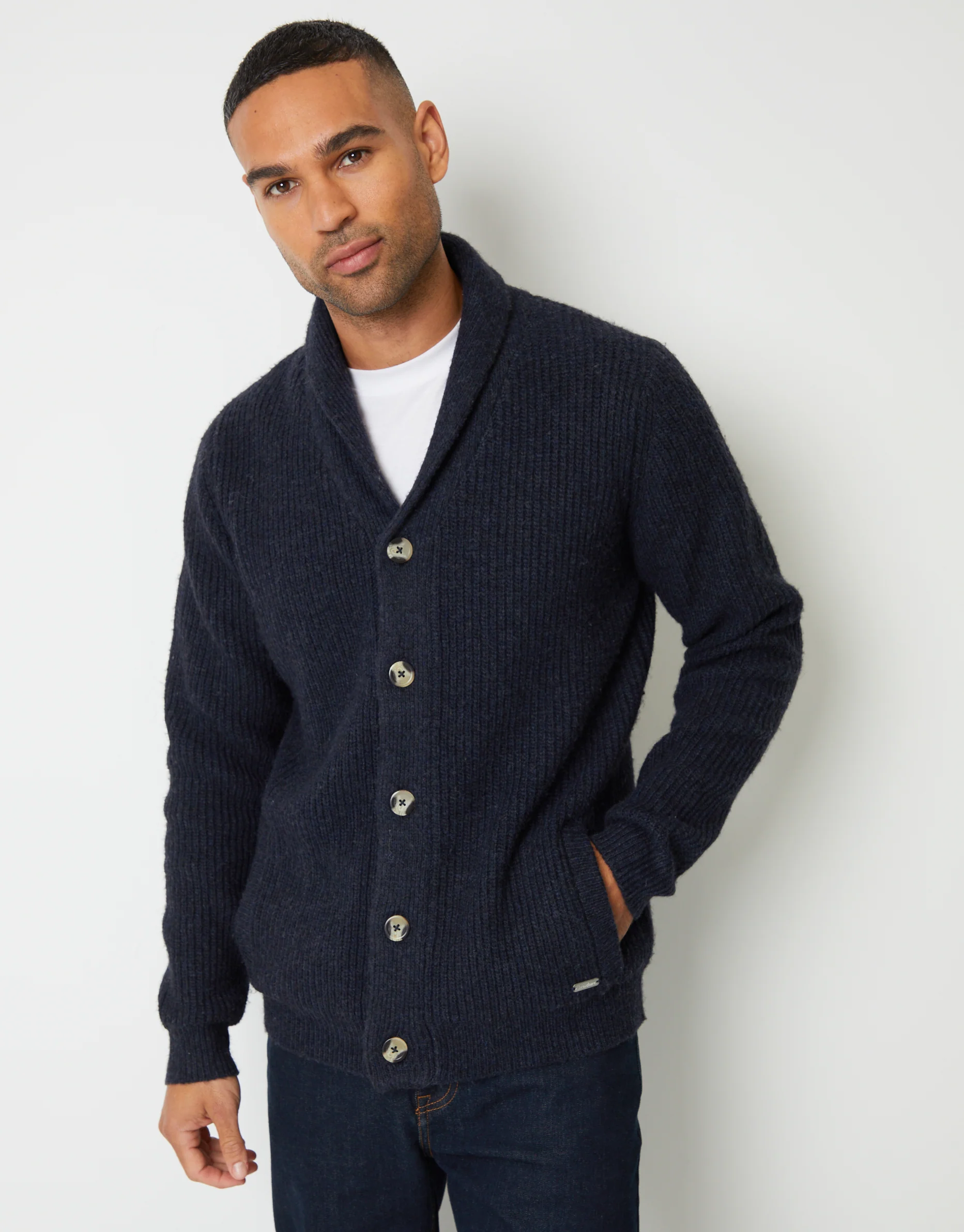Shawl Cardigan in Navy Marl - Image 2