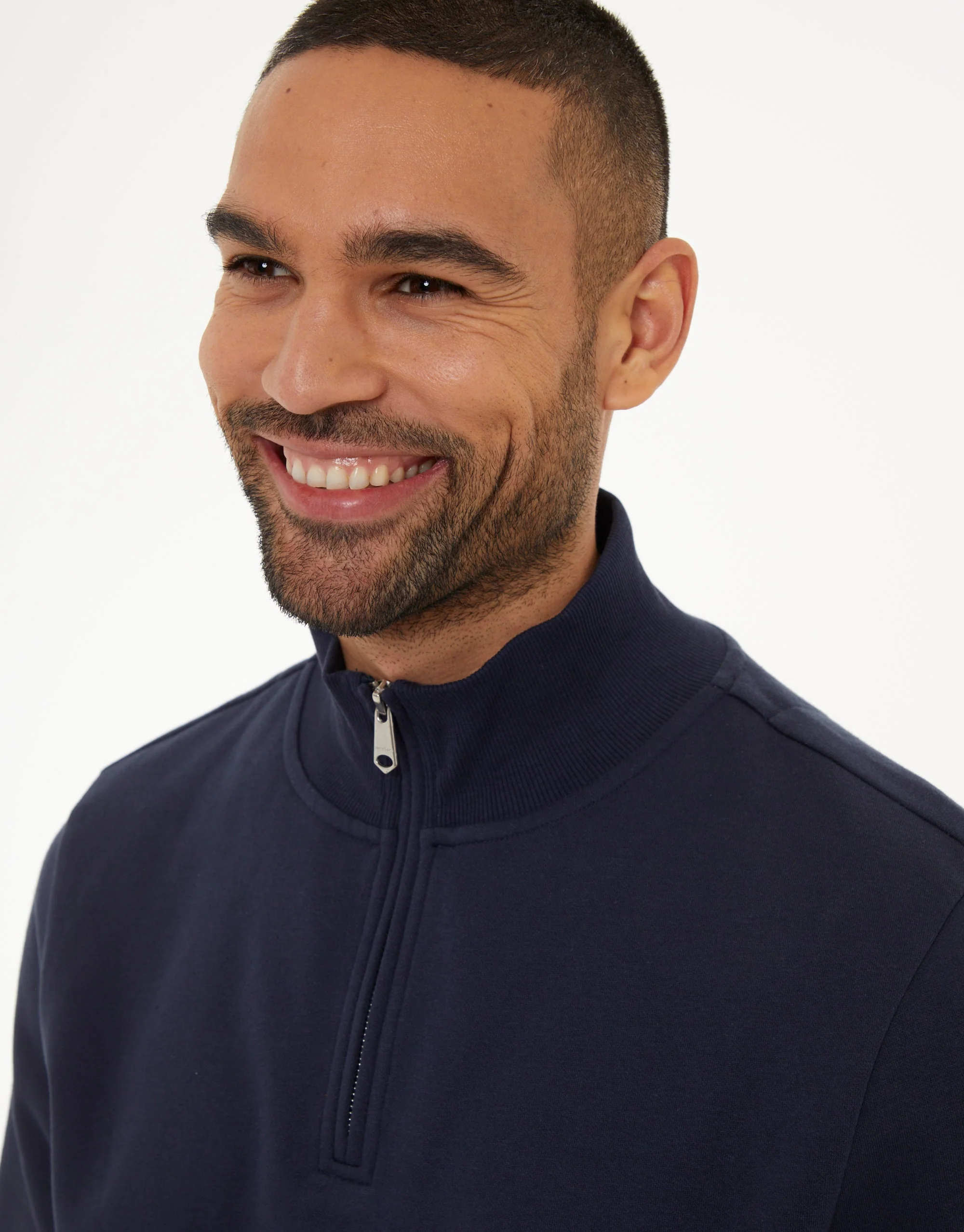 Mock T-Shirt Quarter Zip Sweatshirt in Navy - Image 4