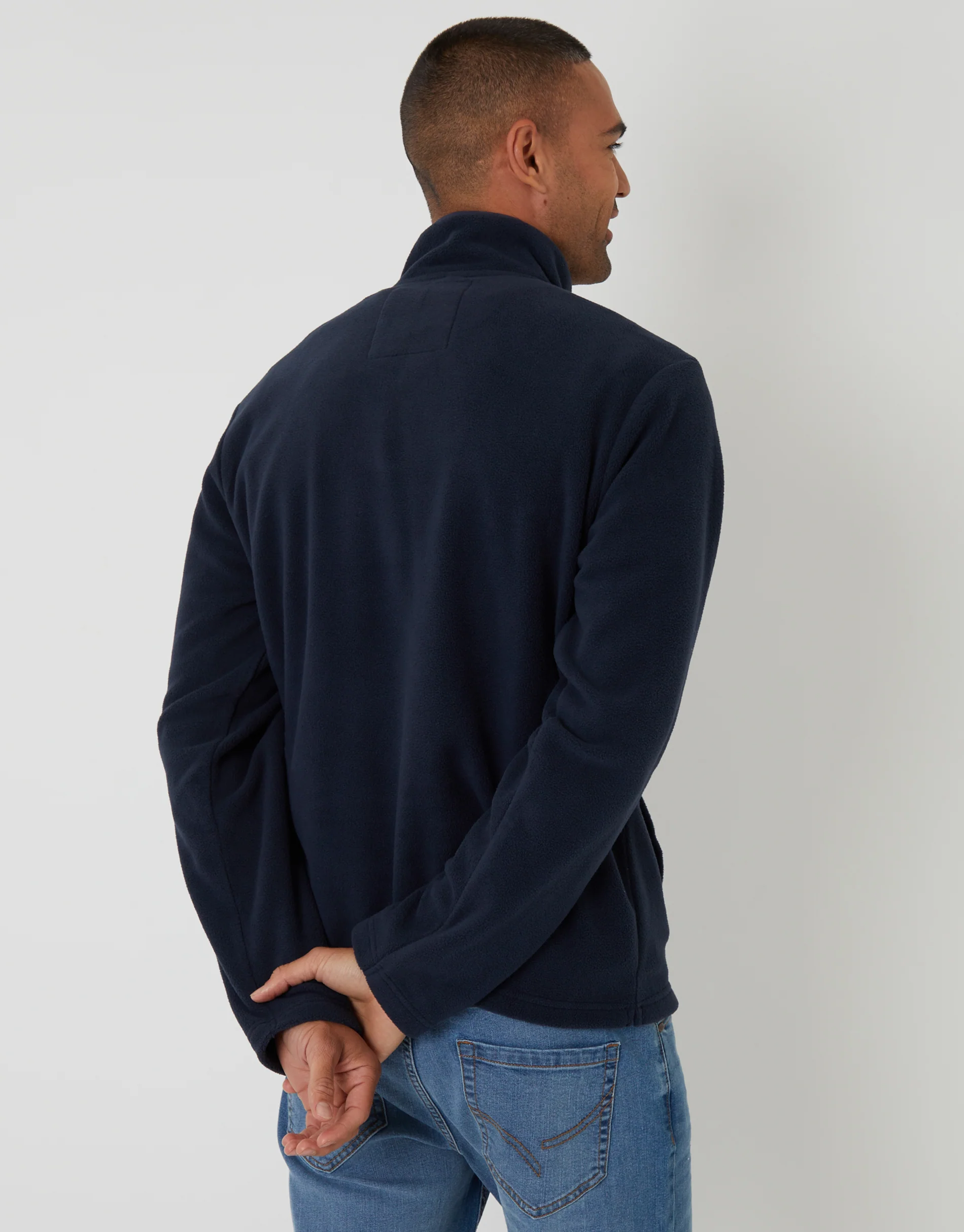 Quarter Zip Microfleece Sweatshirt in Navy - Image 2