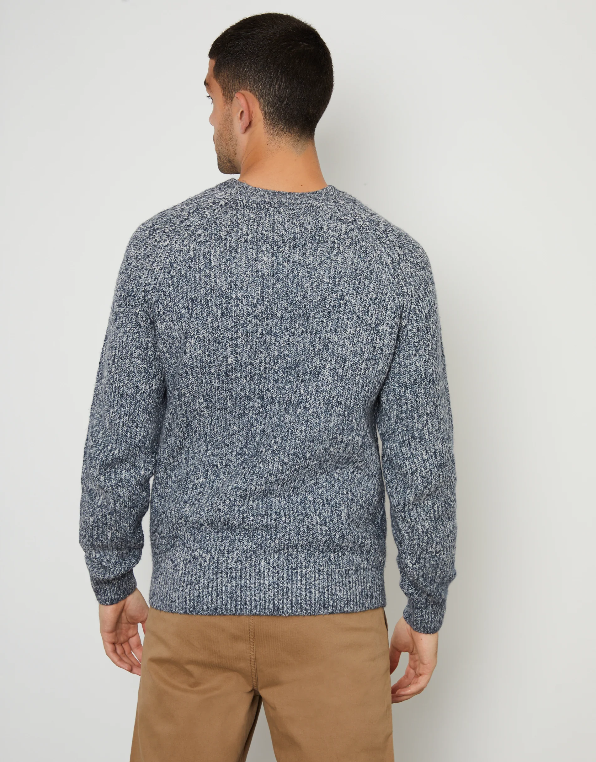 Raglan Sleeve Crew Neck Jumper in Navy - Image 3