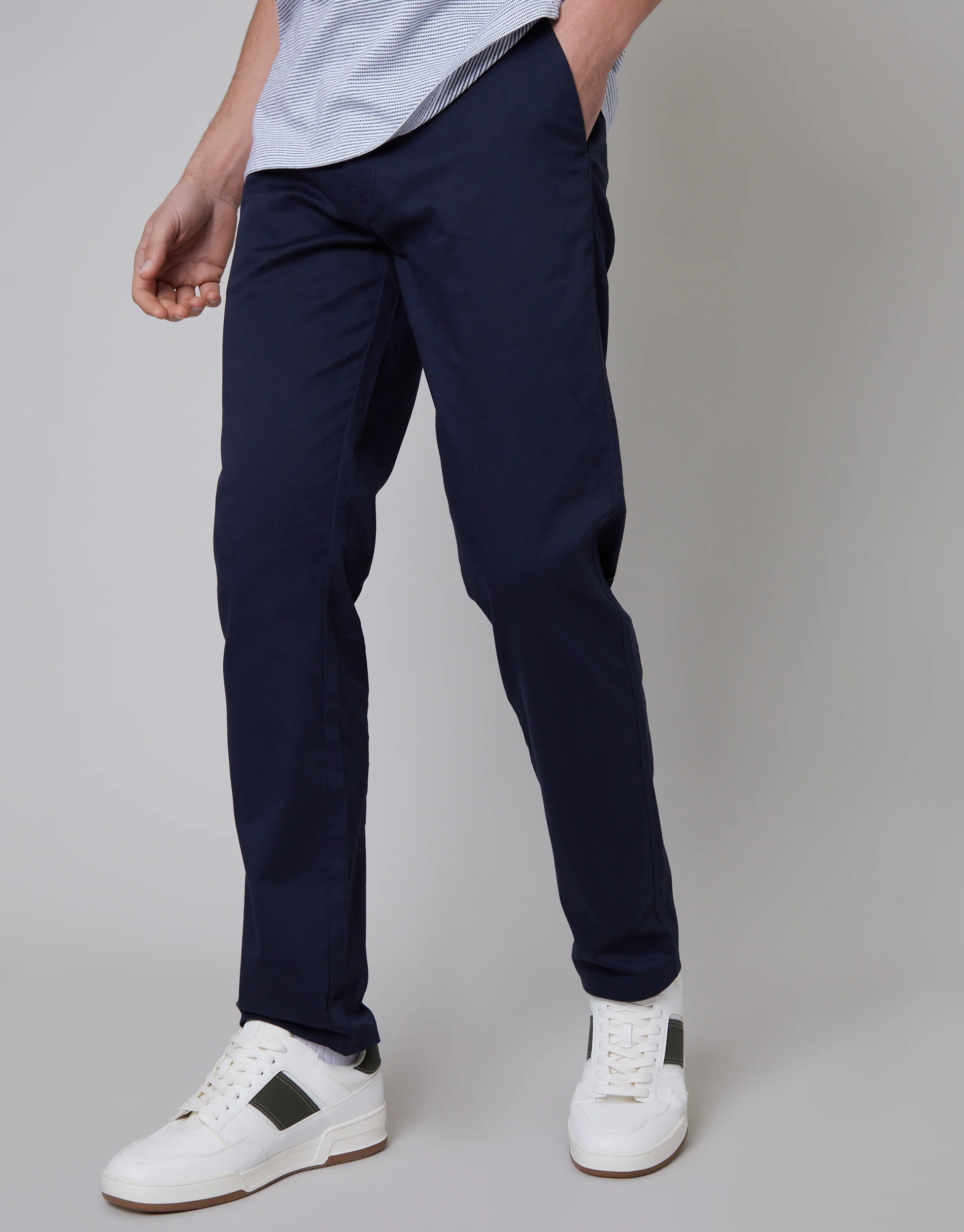 Regular Fit Chino Trousers in Navy - Image 2