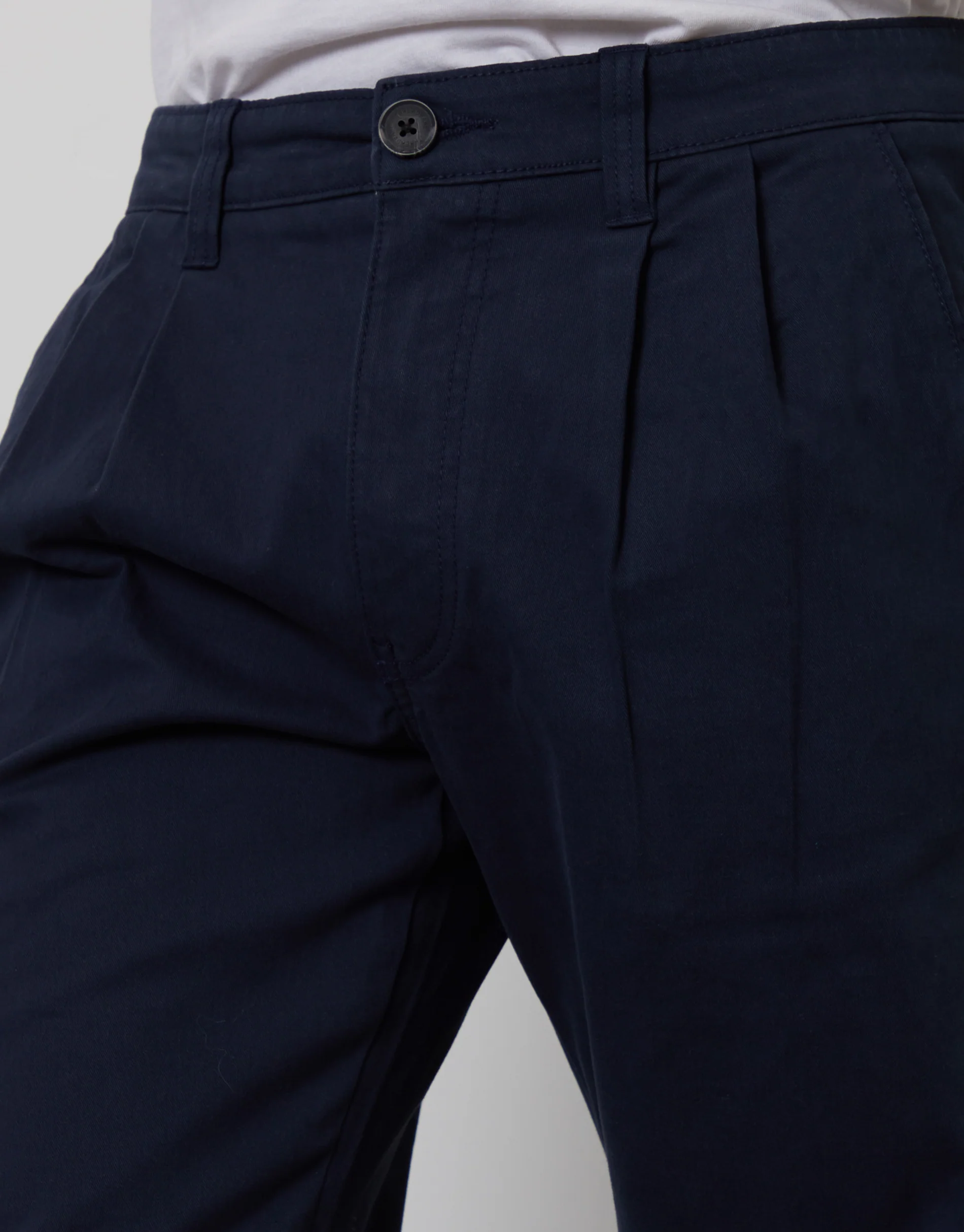 Relaxed Fit Stretch Chino Trousers in Navy - Image 4