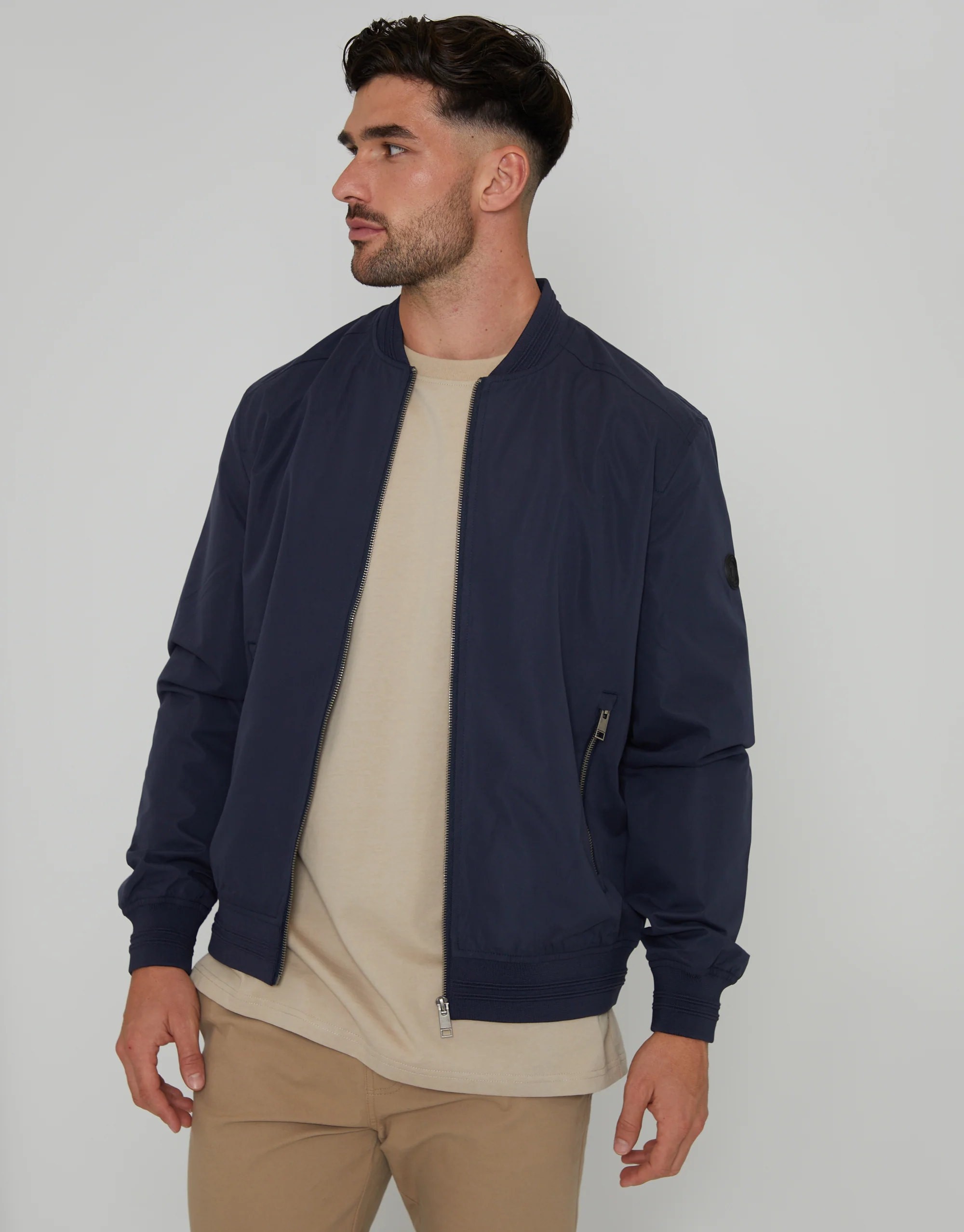 Showerproof Classic Bomber Jacket in Navy