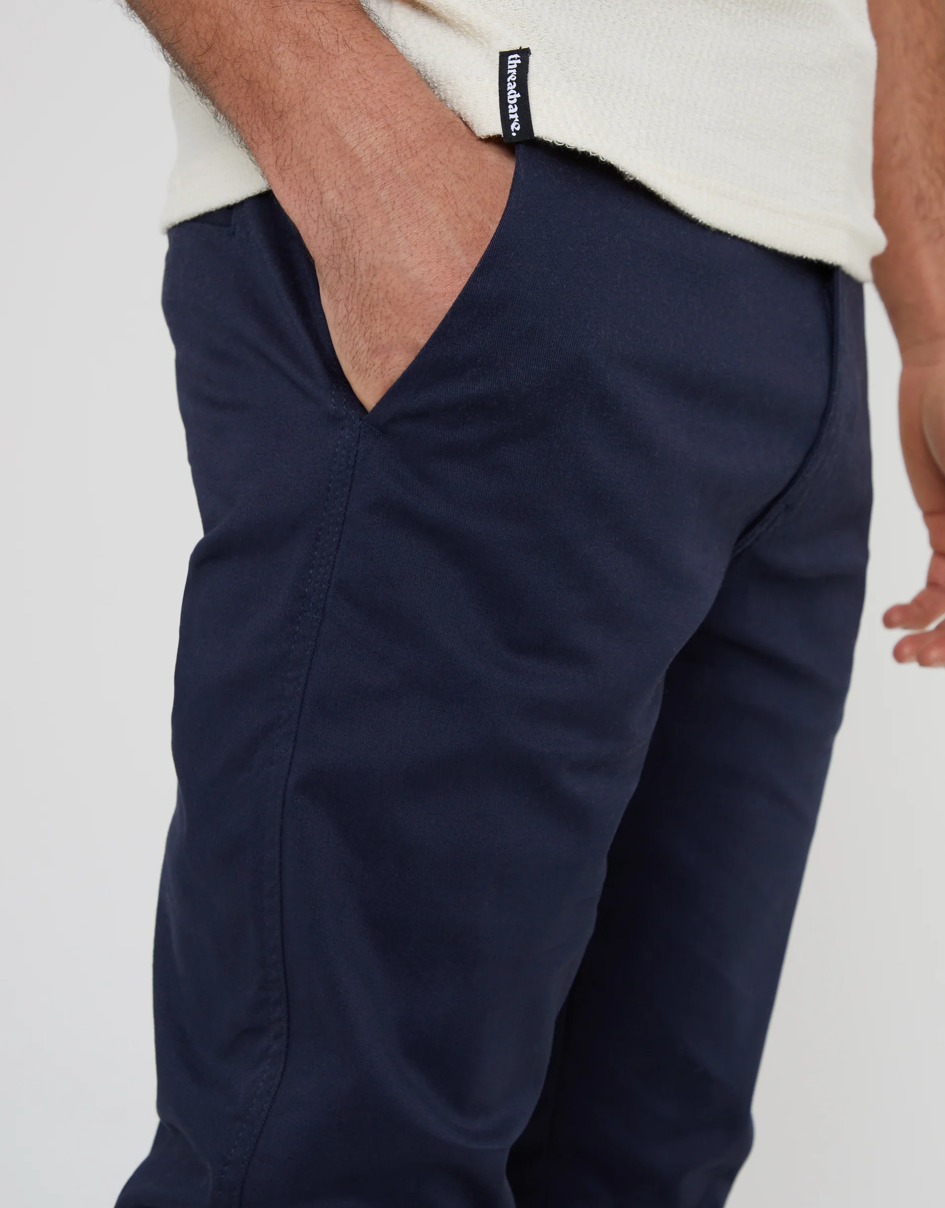 Slim Fit Chino Trousers in Navy - Image 4