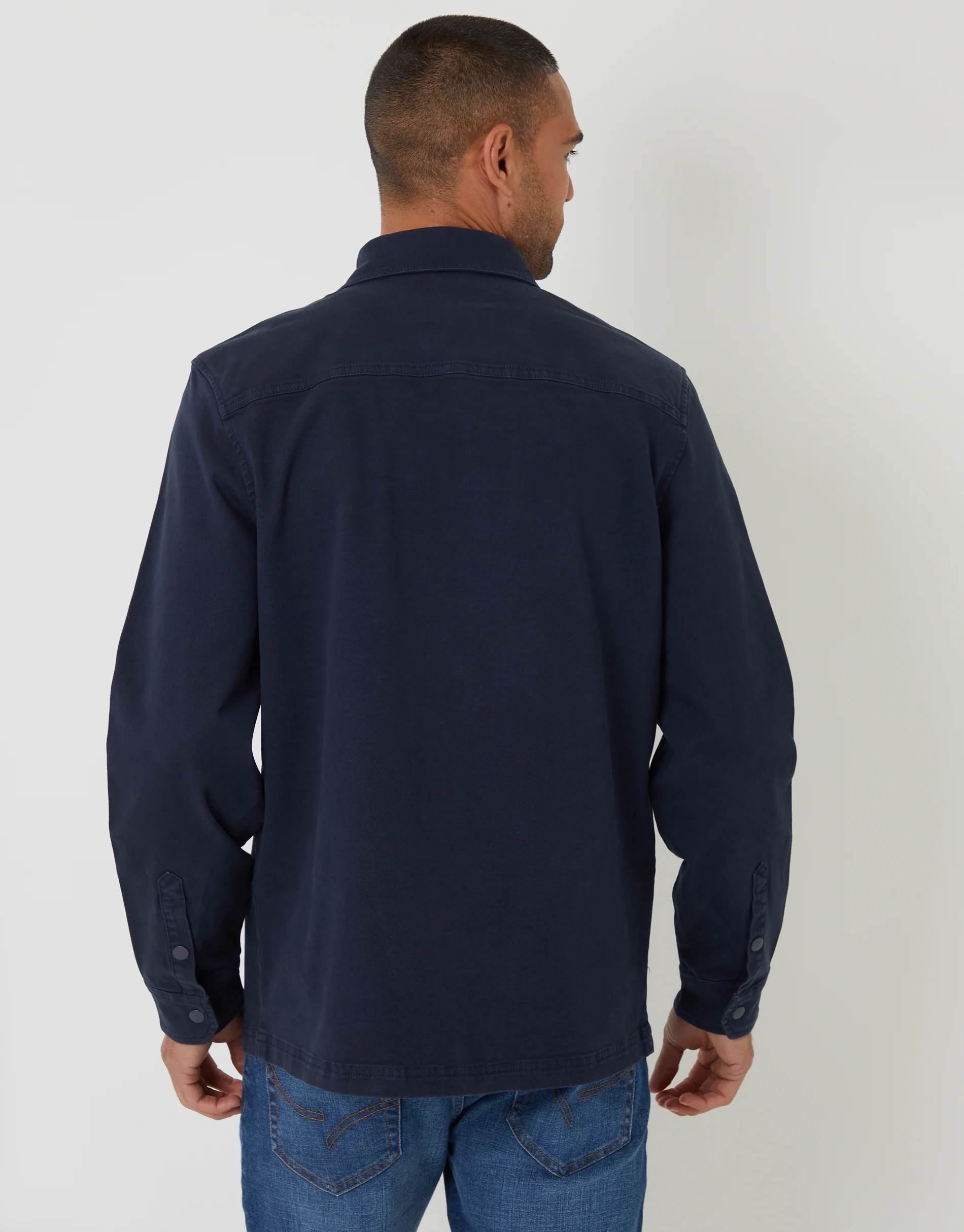 Snap Fastening Shacket in Navy - Image 2