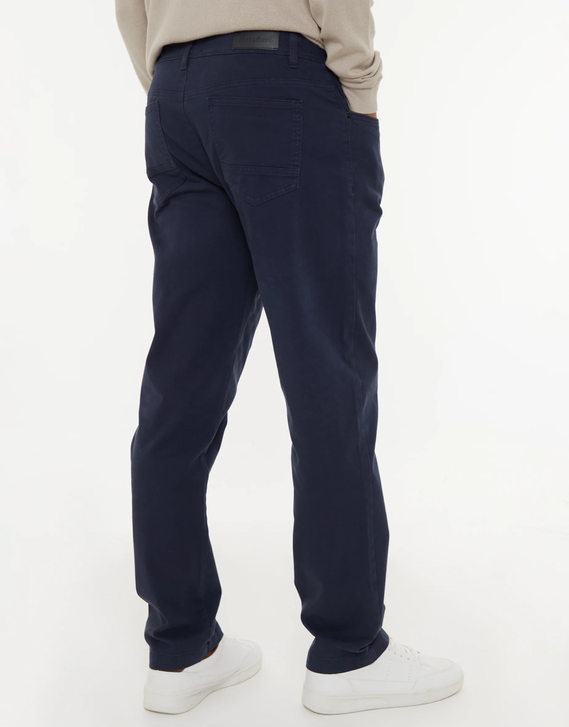 Straight Leg Canvas Trousers in Navy - Image 3