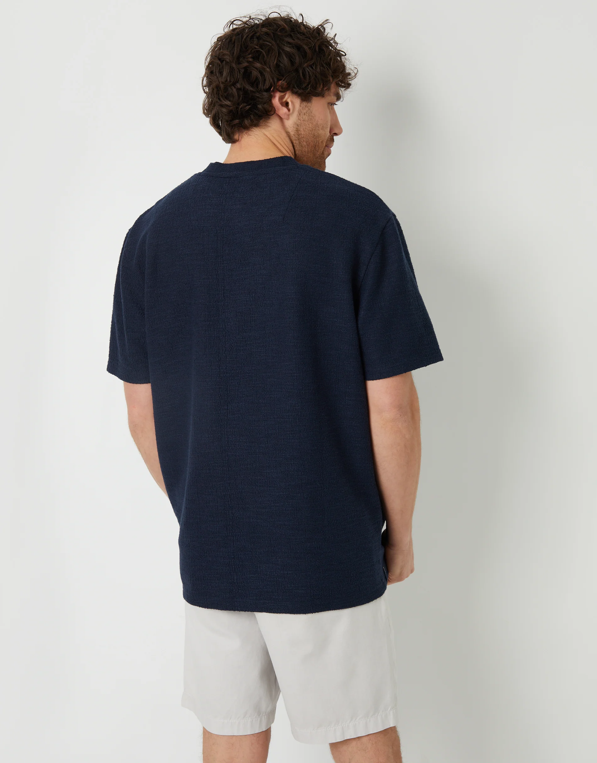 Relaxed Fit Textured T-Shirt in Navy - Image 2