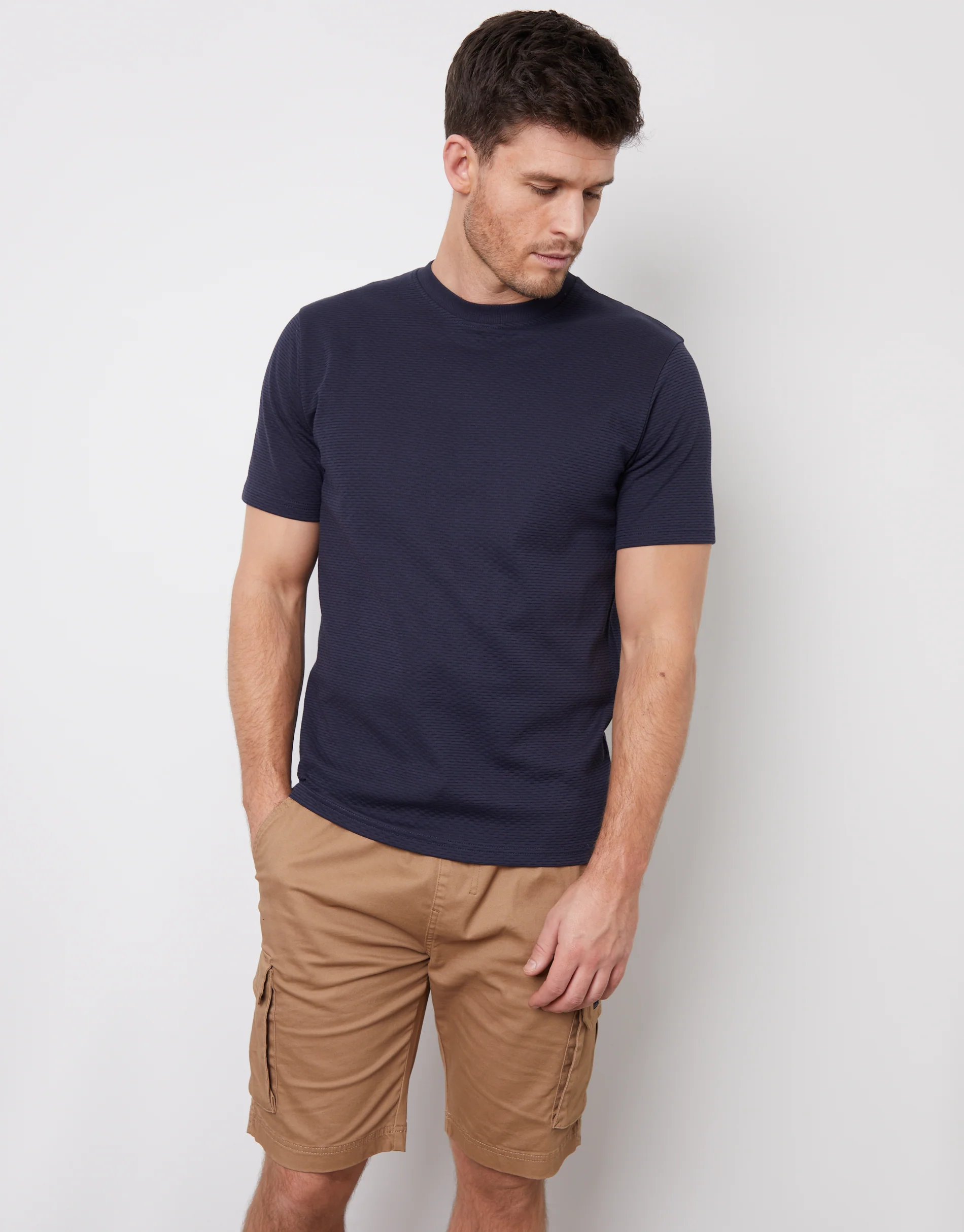 Textured T-Shirt in Navy - Image 3