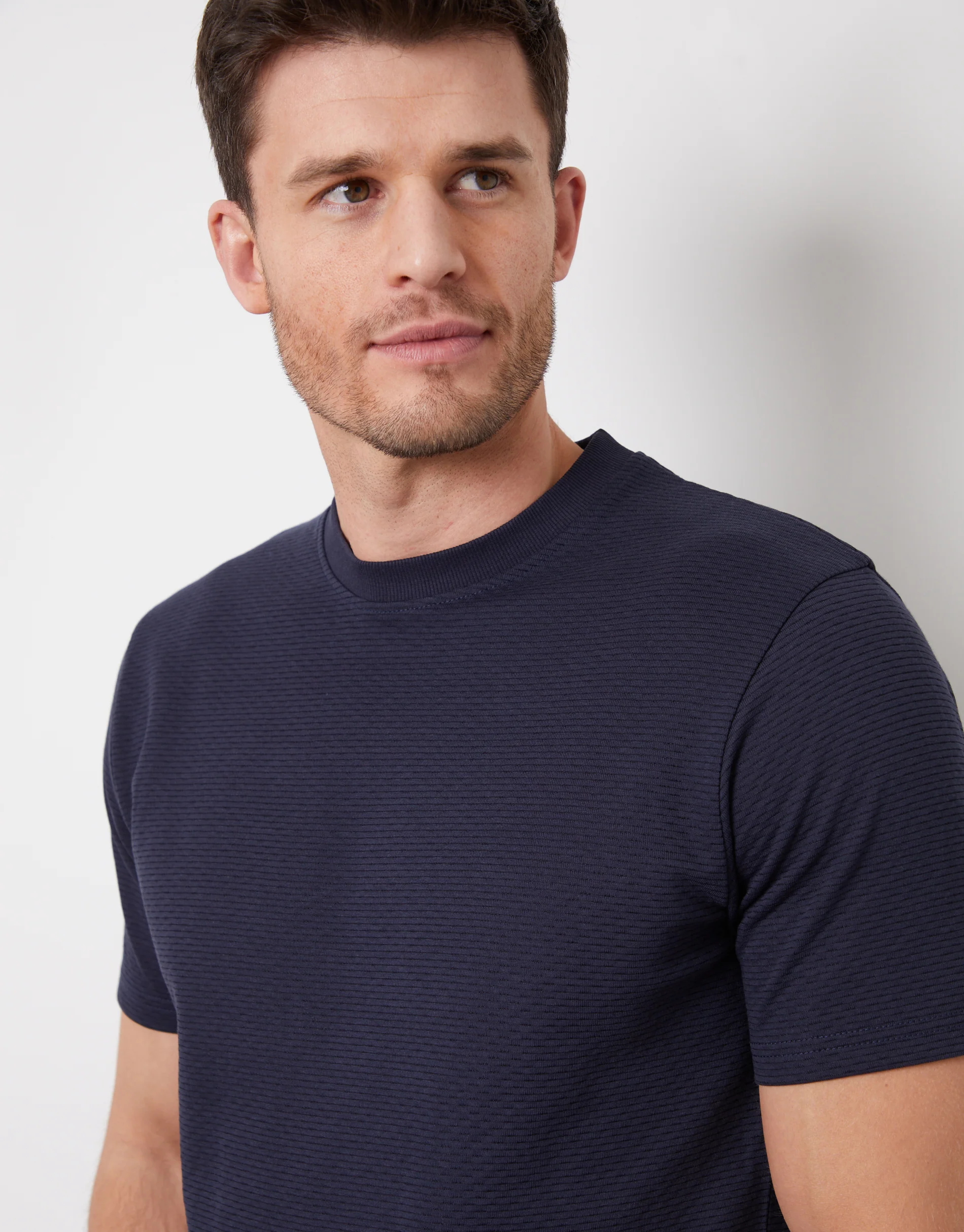 Textured T-Shirt in Navy - Image 4