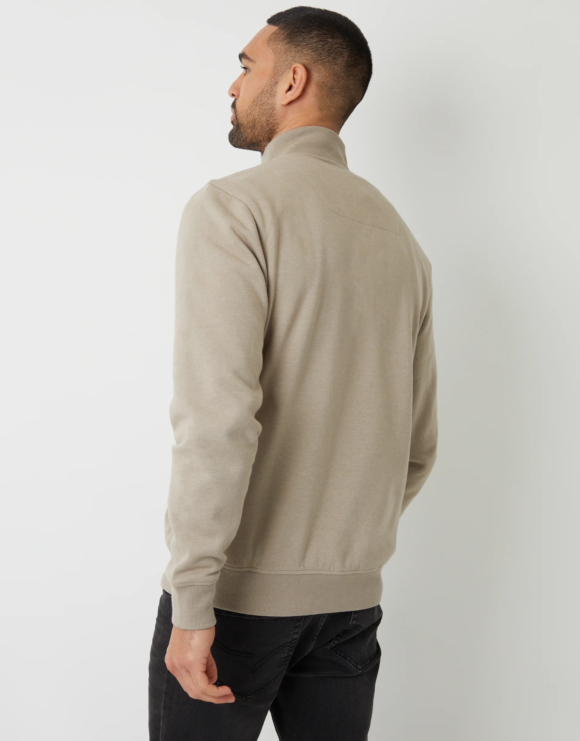 Quarter Zip Sweatshirt in Oatmeal Marl - Image 2