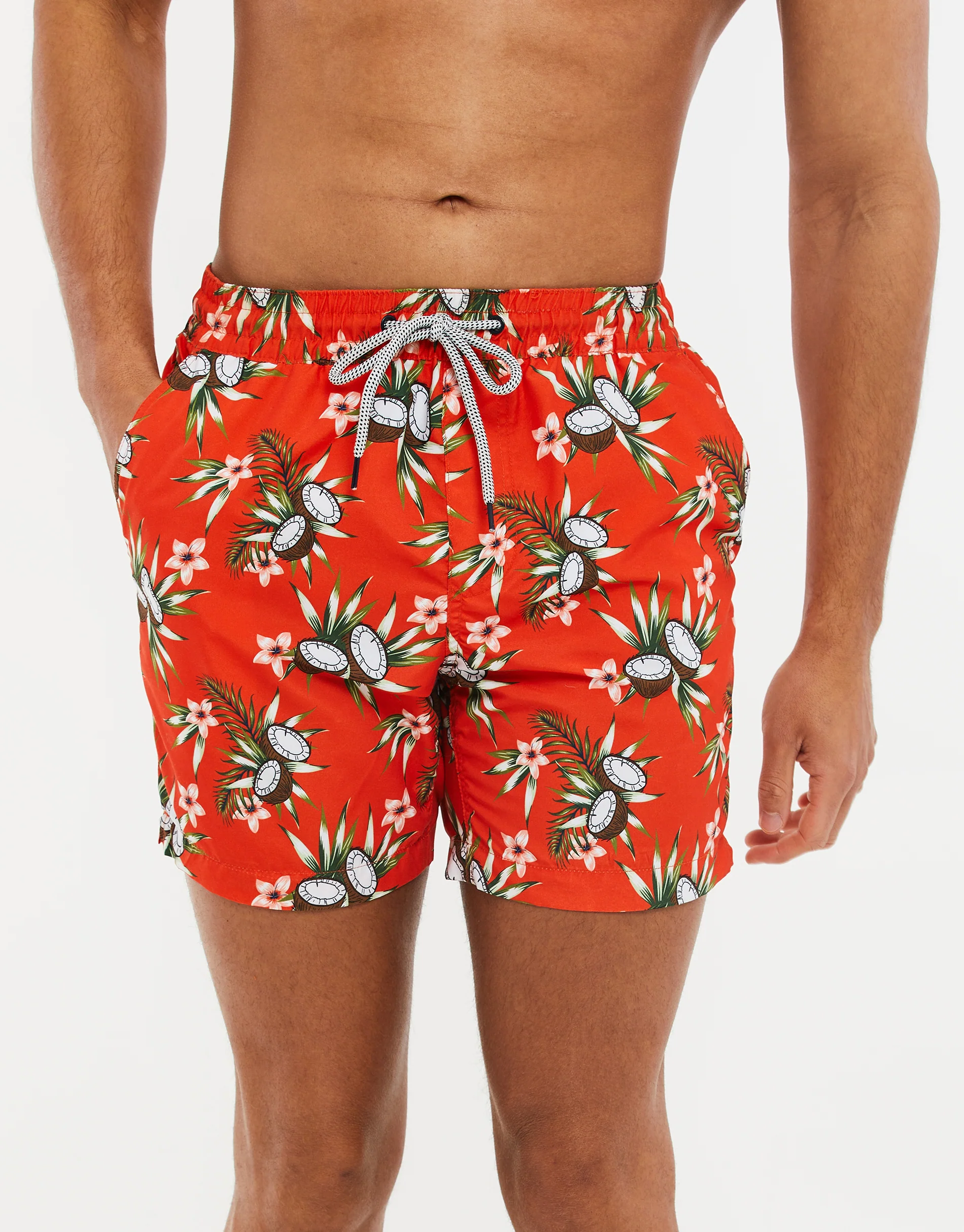 Coconut Print Swim Shorts in Orange - Image 2