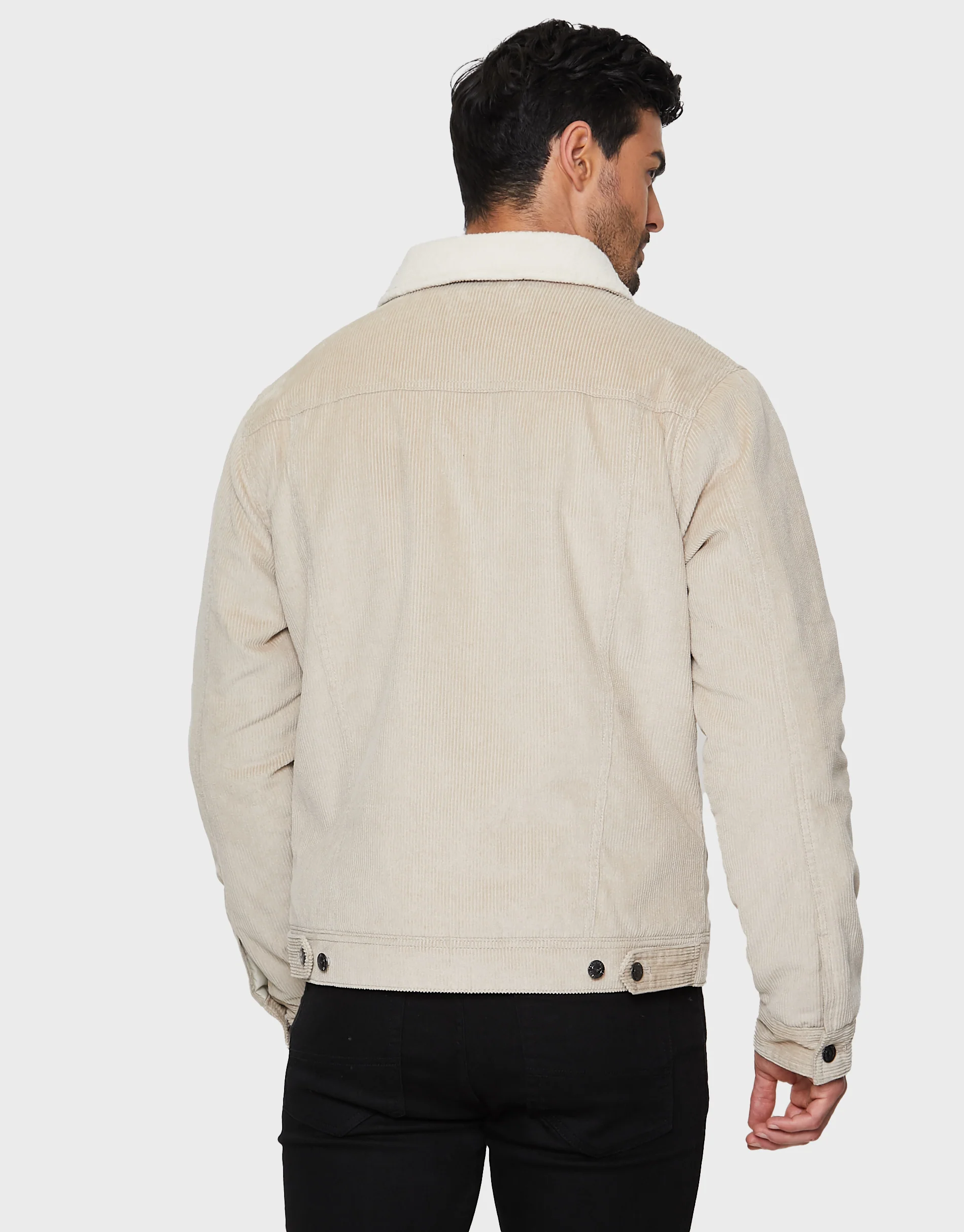 Borg Lined Corduroy Jacket in Stone - Image 2