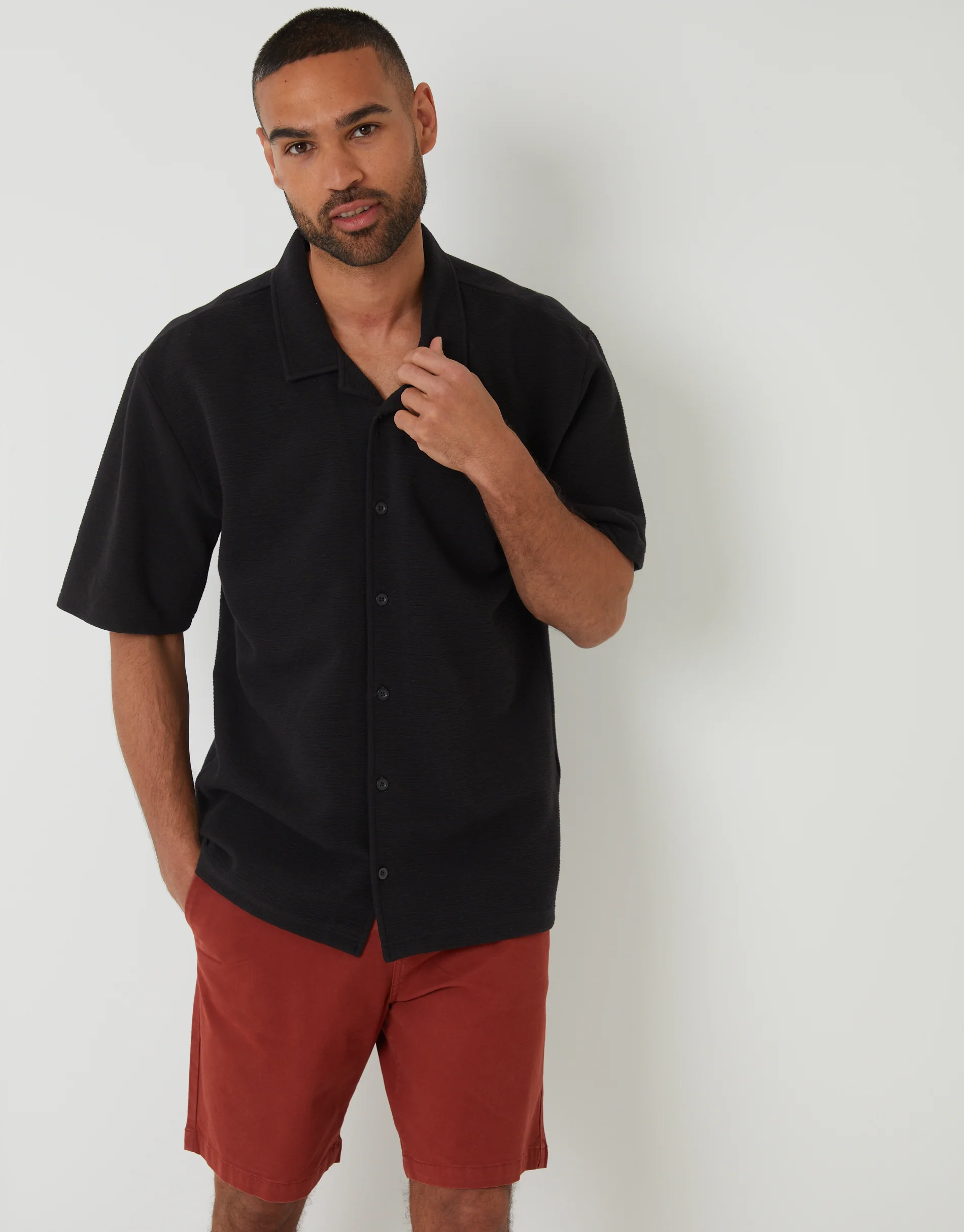 Regular Fit Stretch Chino Shorts in Rust Orange