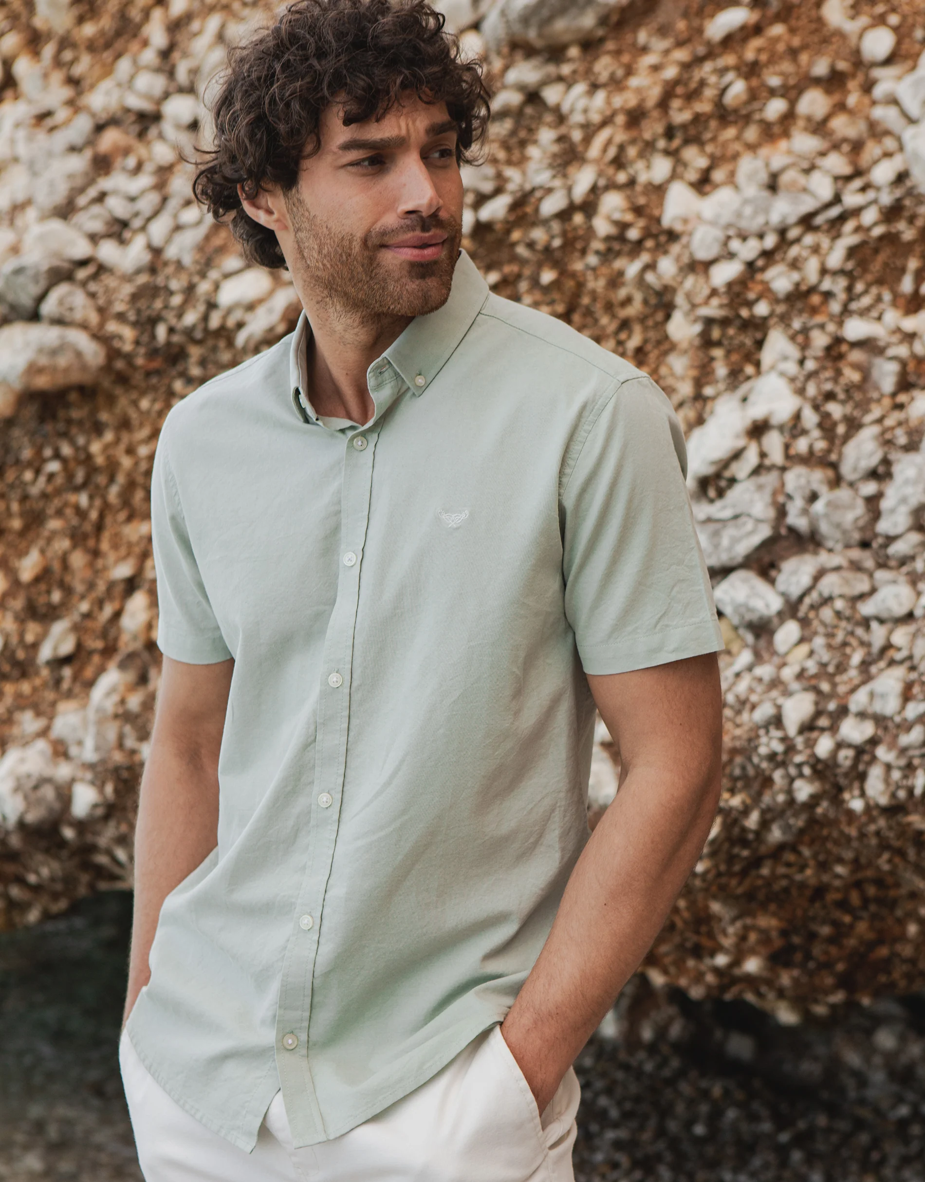 Short Sleeve Shirt in Sage Green - Image 3