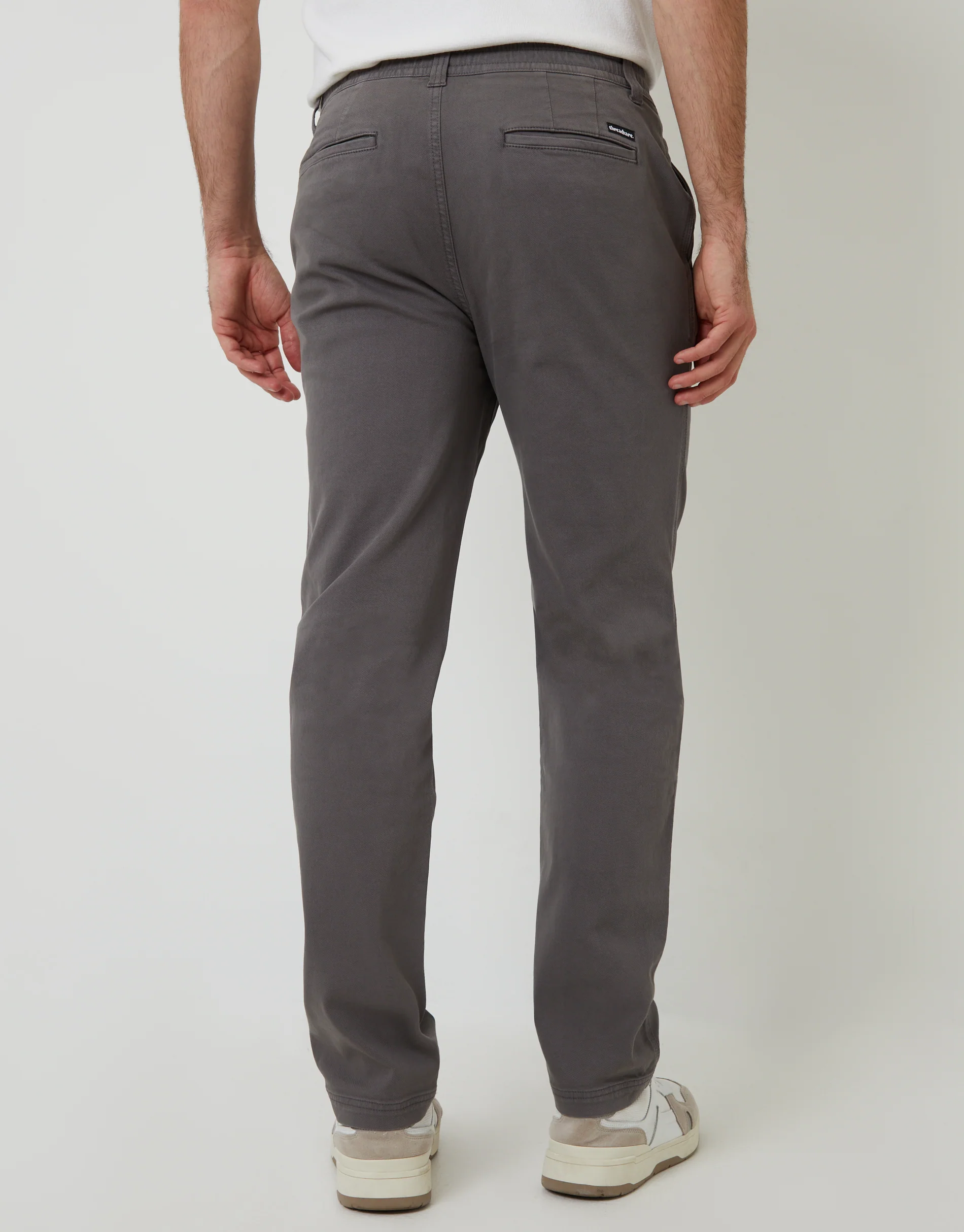 Elasticated Waist Chino Trousers in Slate Grey - Image 3