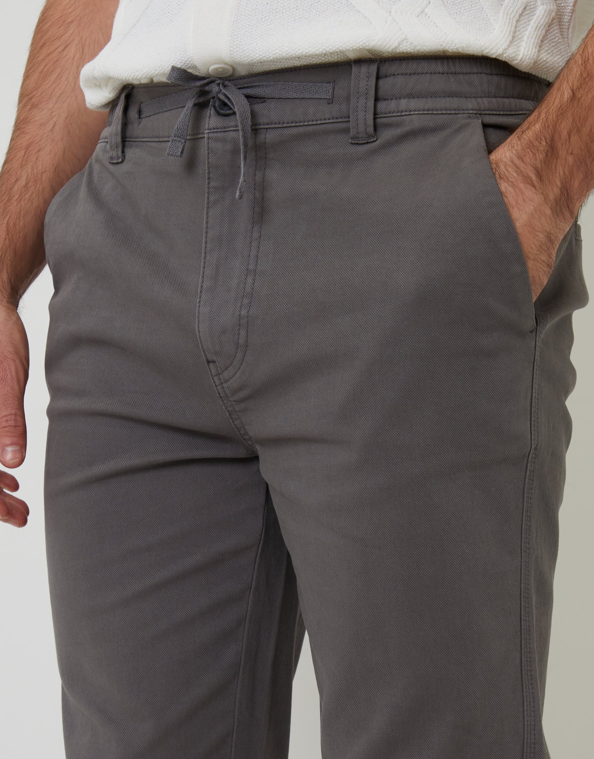Elasticated Waist Chino Trousers in Slate Grey - Image 4