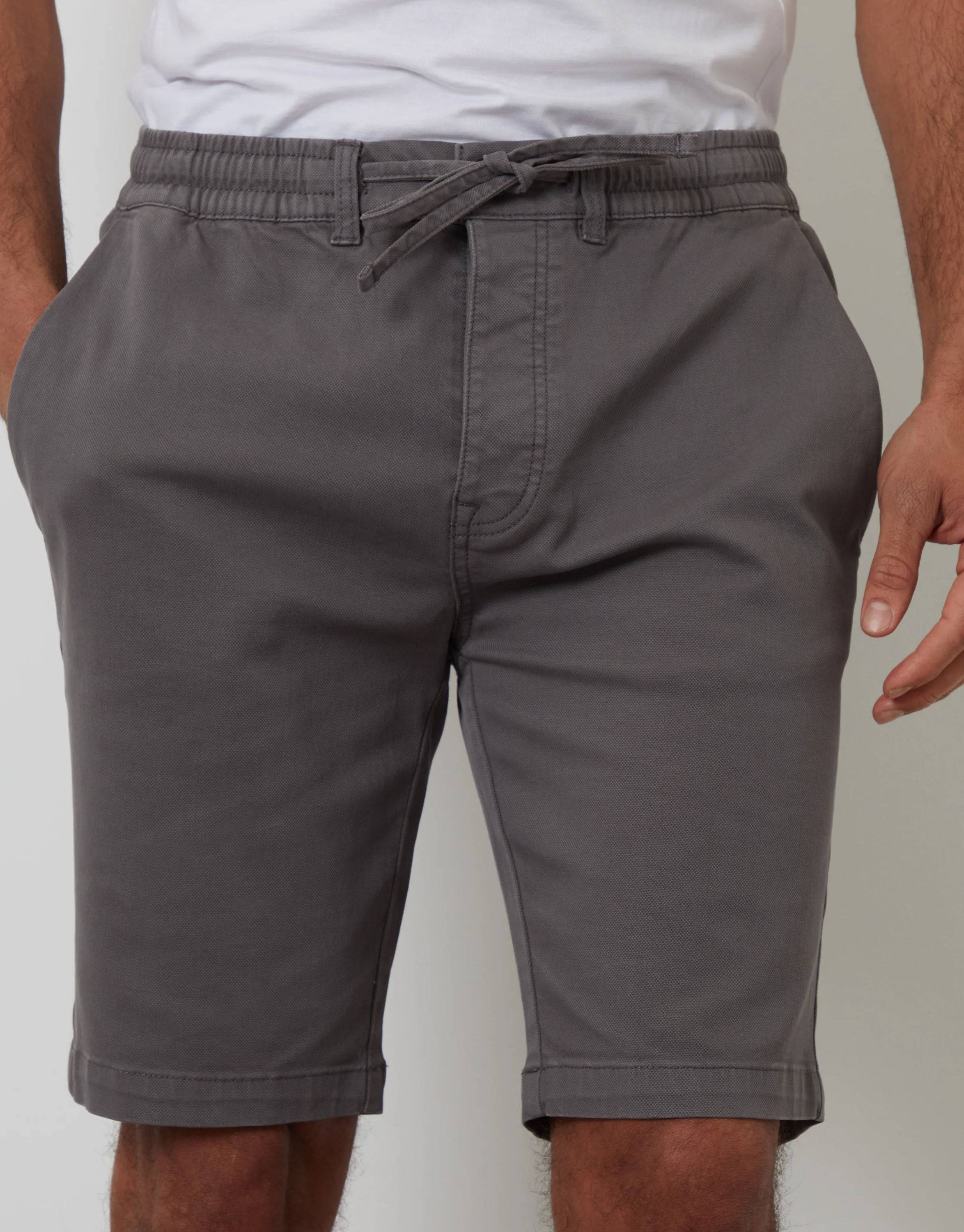 Regular Fit Elasticated Waist Stretch Chino Shorts in Slate Grey - Image 4