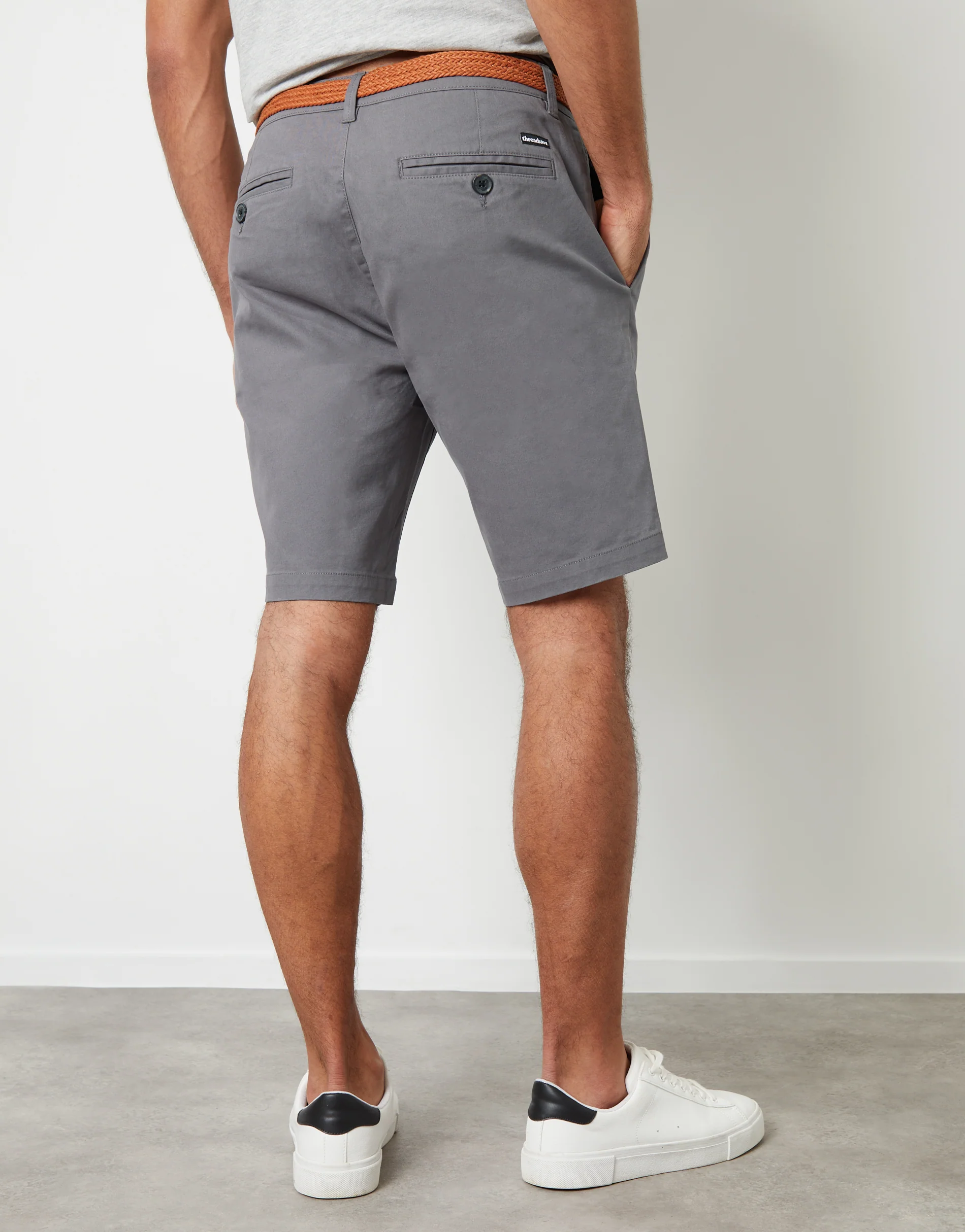 Belted Chino Shorts in Slate Grey - Image 3