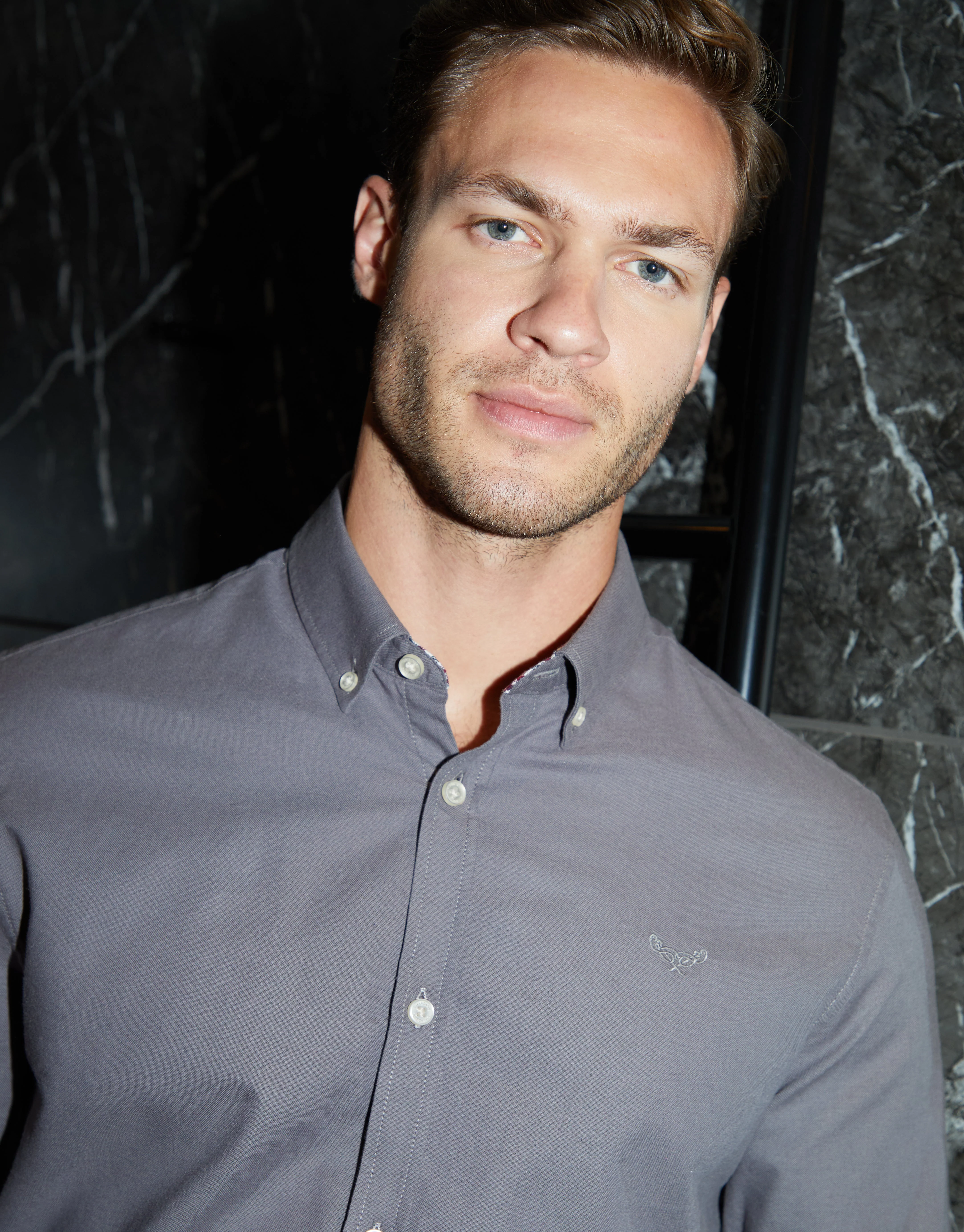 Cotton Long Sleeve Shirt in Slate Grey - Image 4