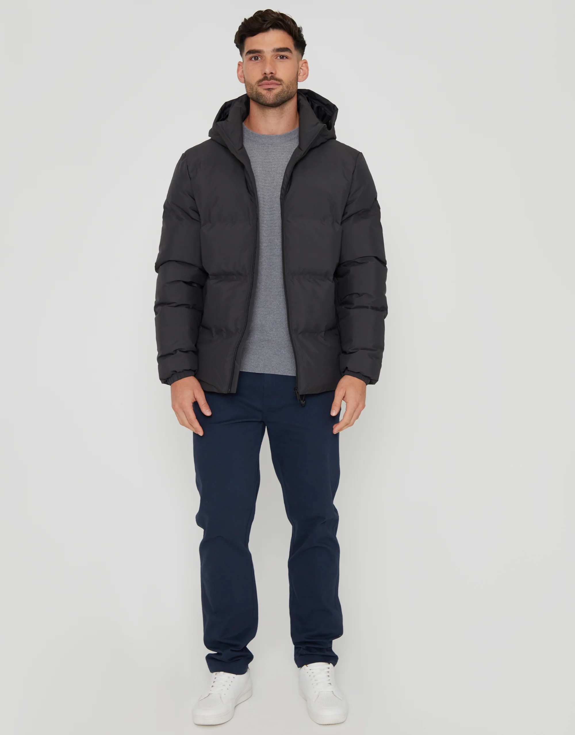 Hooded Puffer Jacket in Slate Grey - Image 3