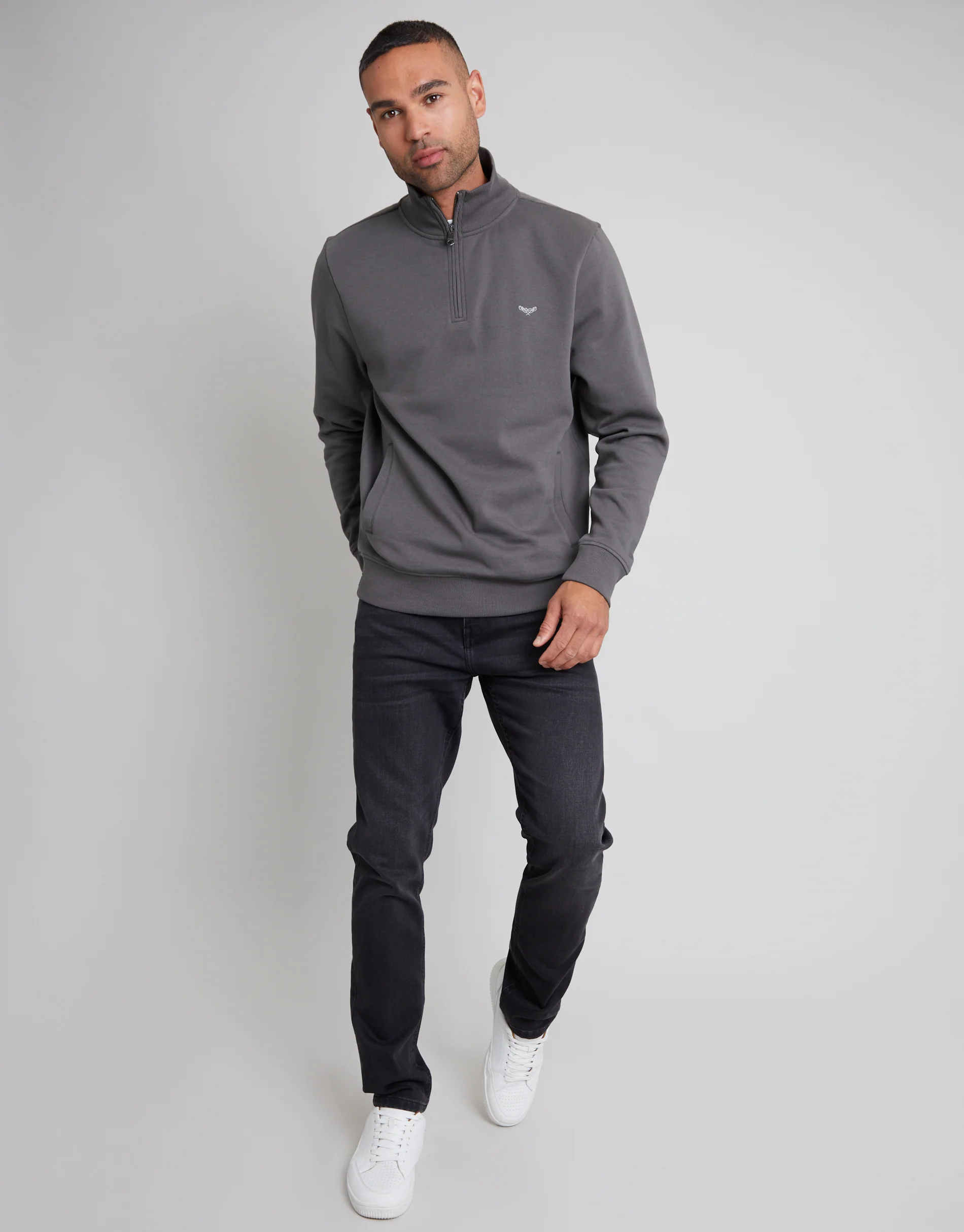 Quarter Zip Sweatshirt in Slate Grey - Image 3