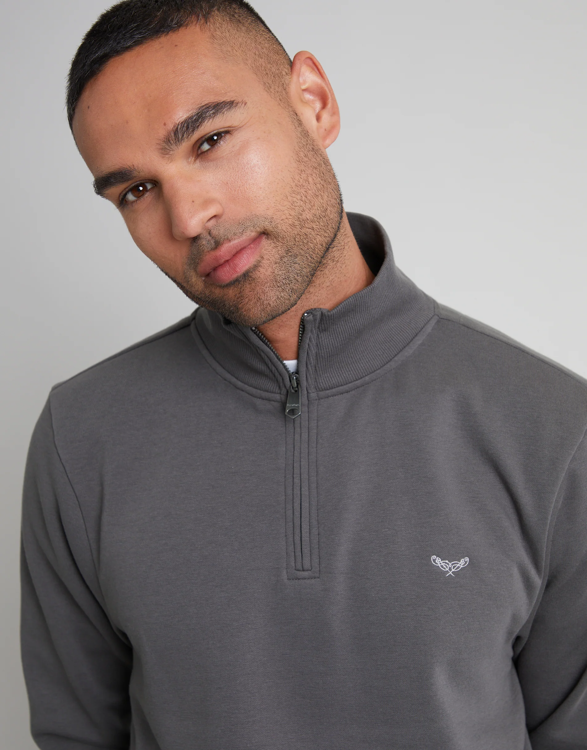 Quarter Zip Sweatshirt in Slate Grey - Image 4