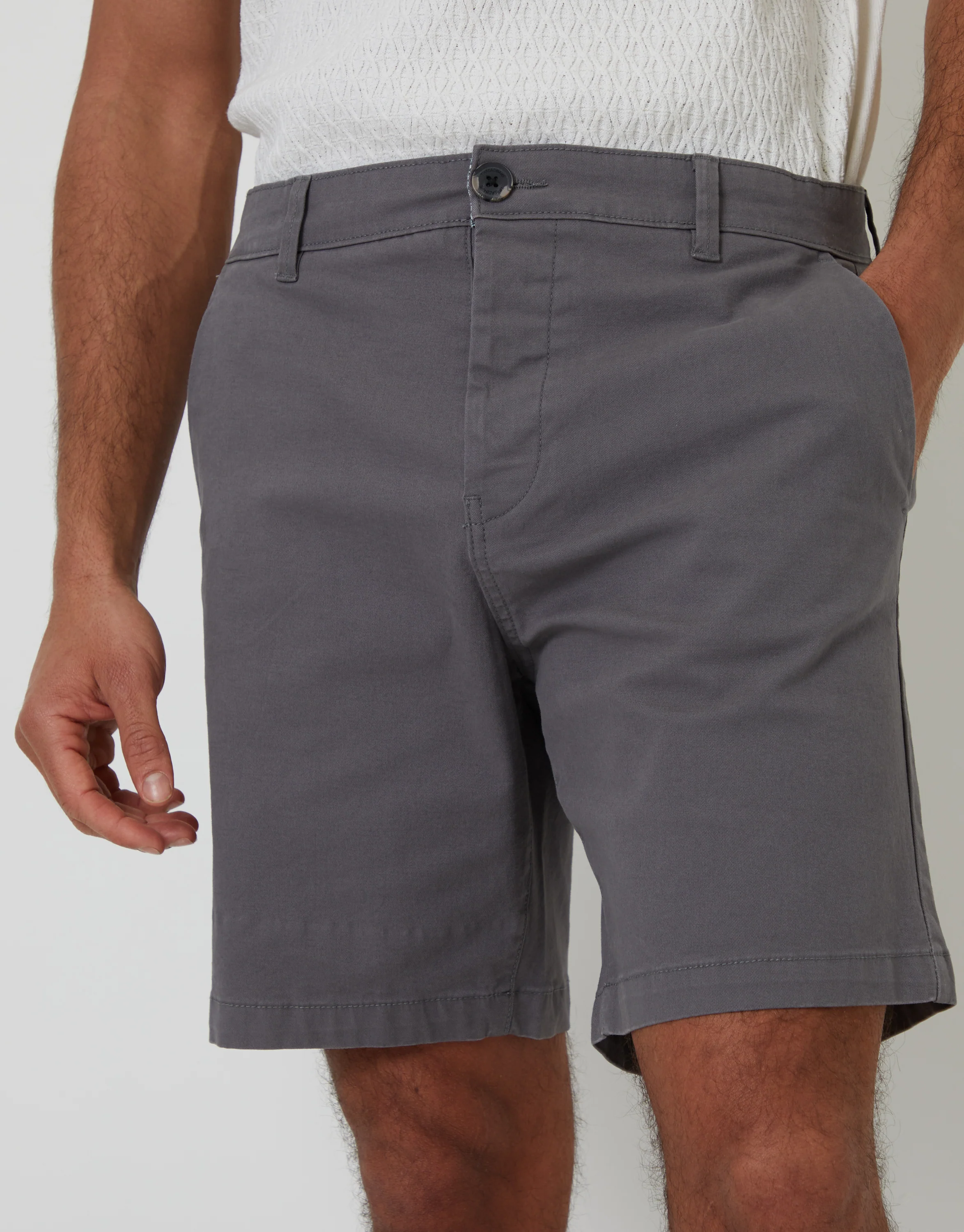 Regular Fit Stretch Chino Shorts in Slate Grey - Image 4